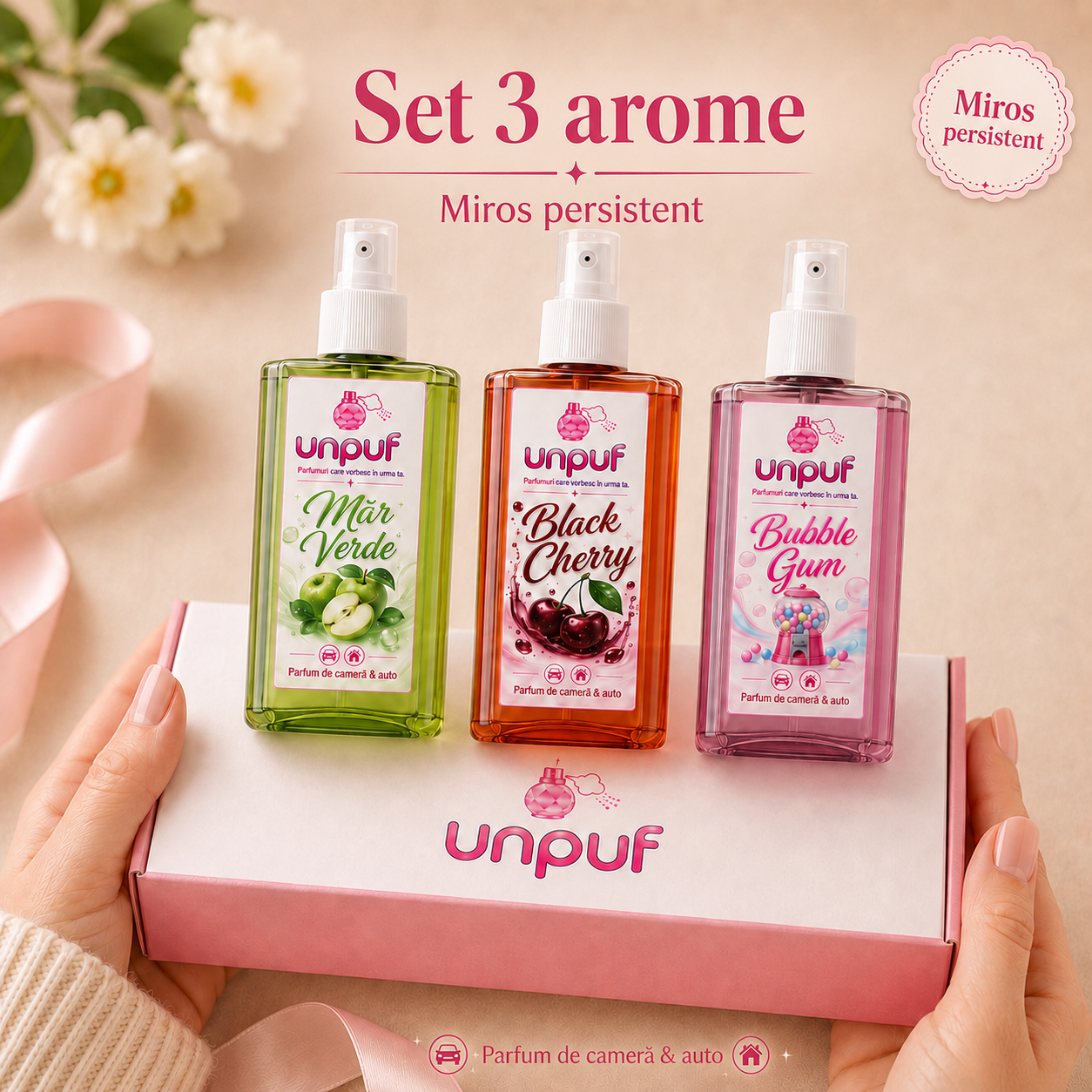 Odorizant auto si camera Unpuf - set 3 arome