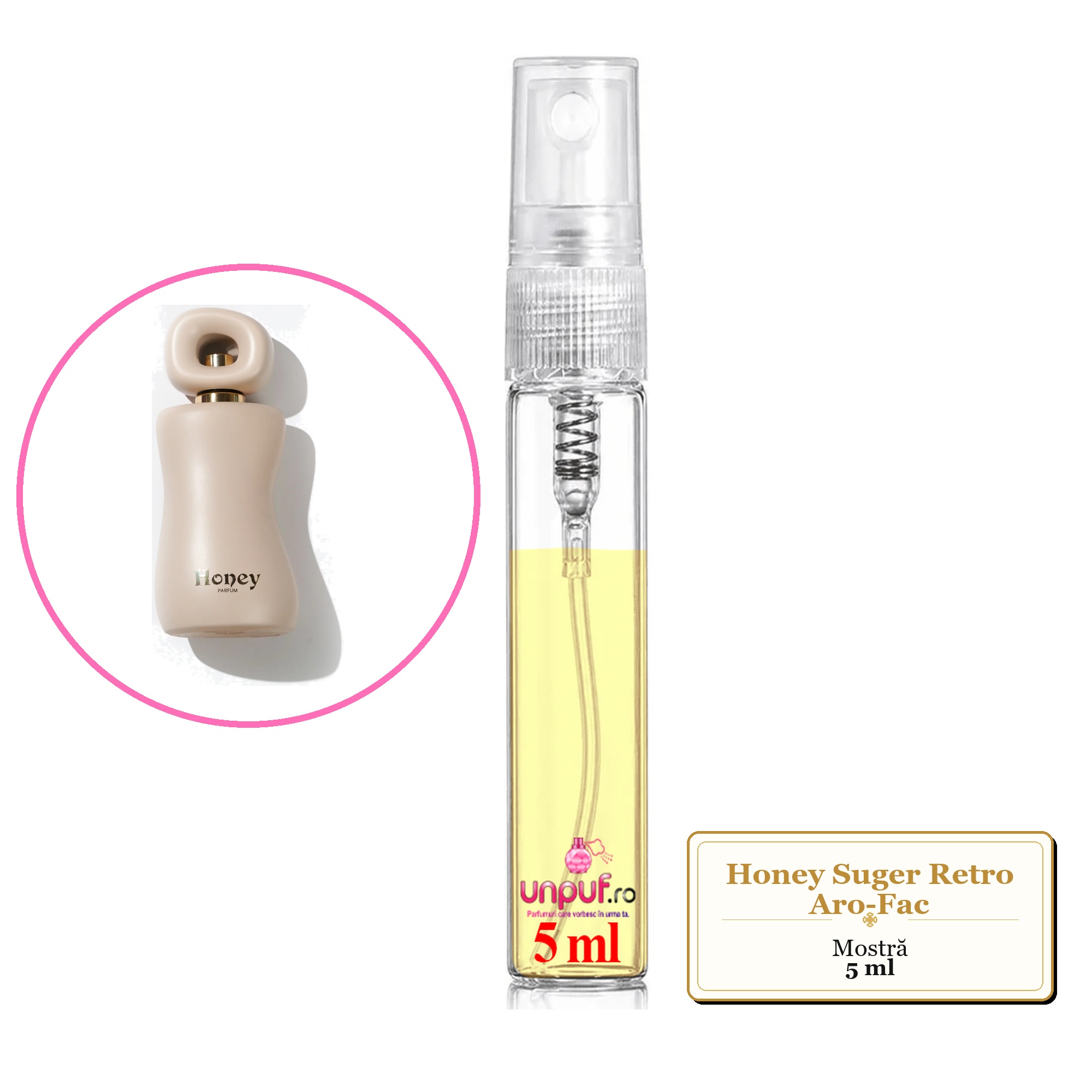 Mostra fiola din Honey Suger Retro Aro-Fac, decant sticla cu pulverizator