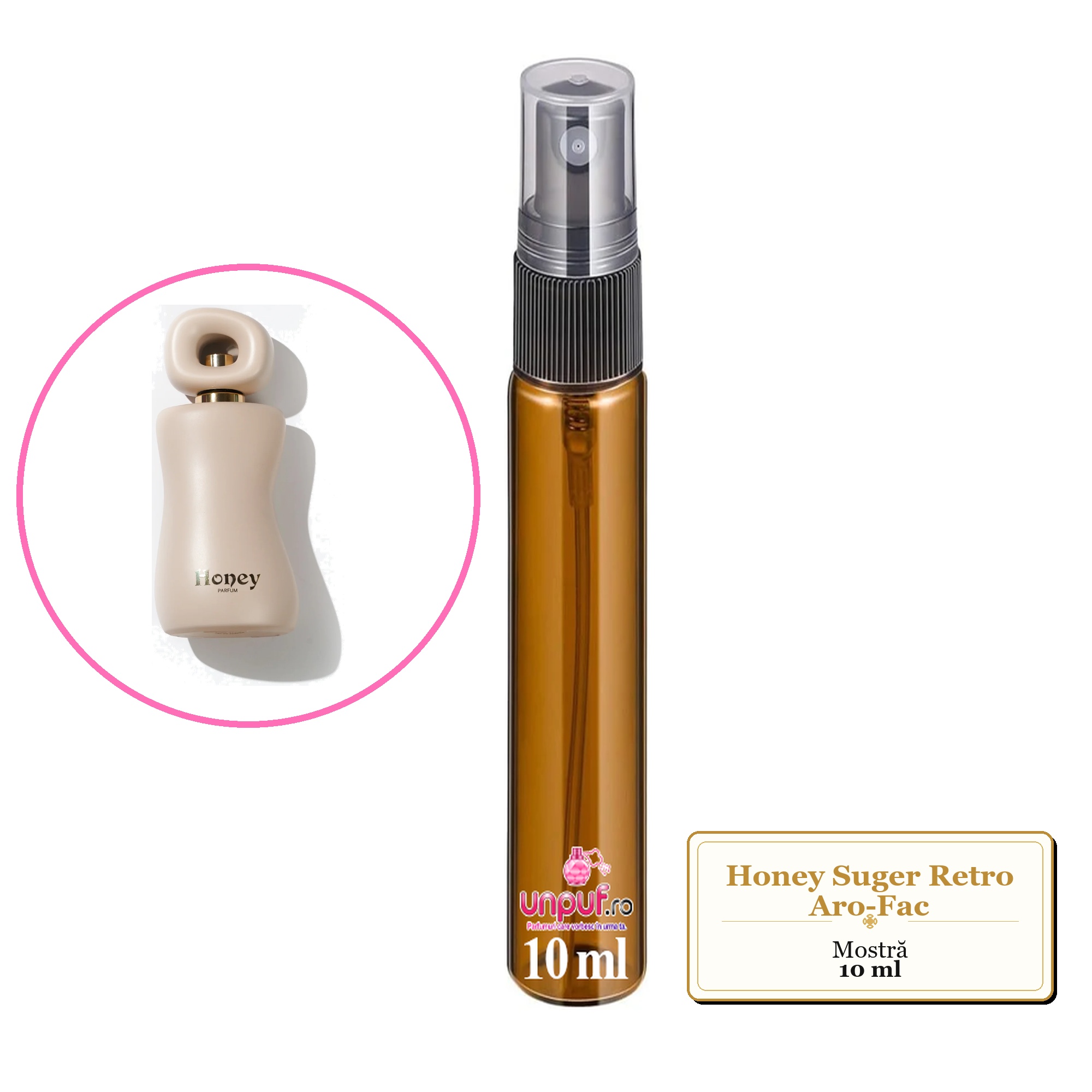 Mostra fiola din Honey Suger Retro Aro-Fac, decant sticla cu pulverizator