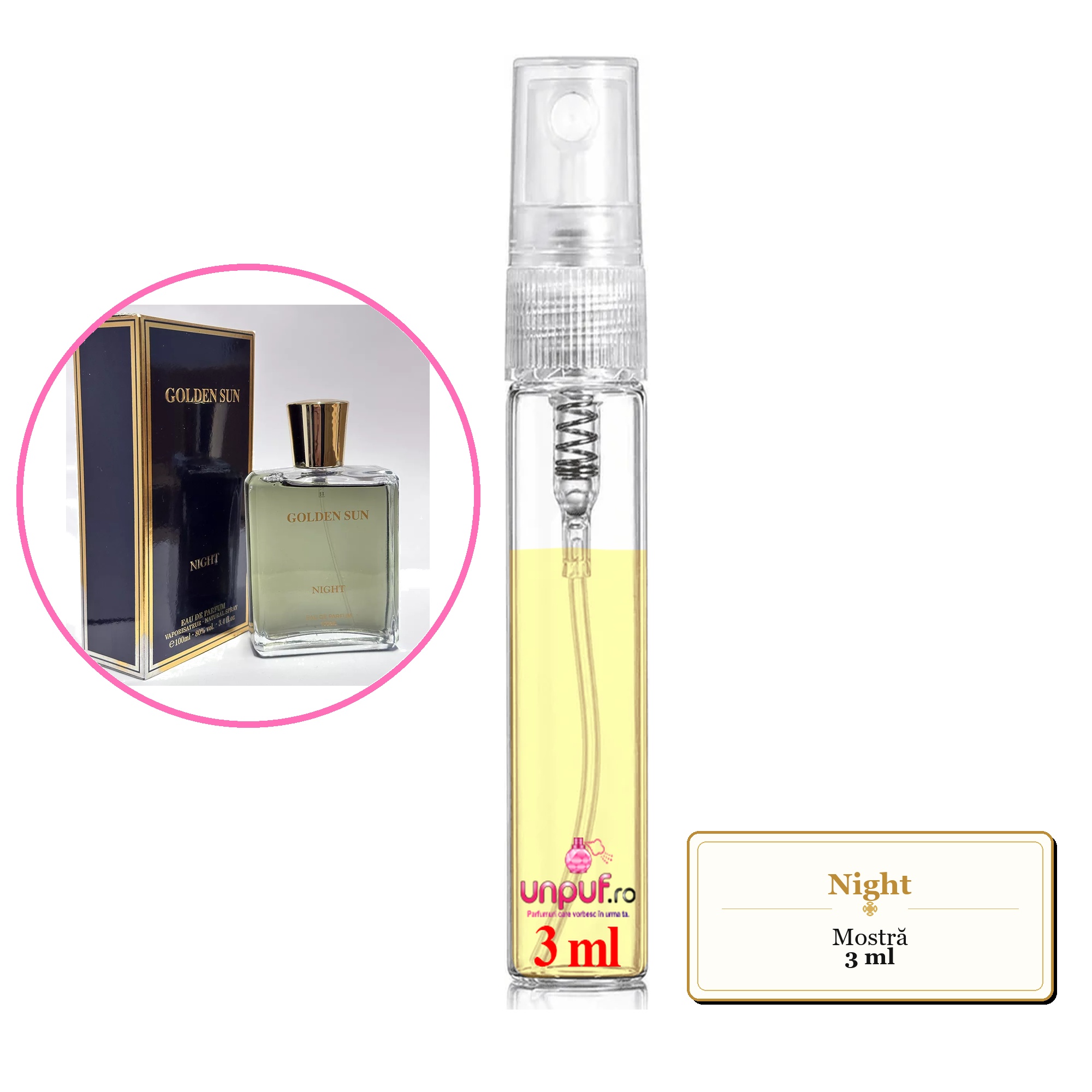 Mostra fiola din Night, decant sticla cu pulverizator