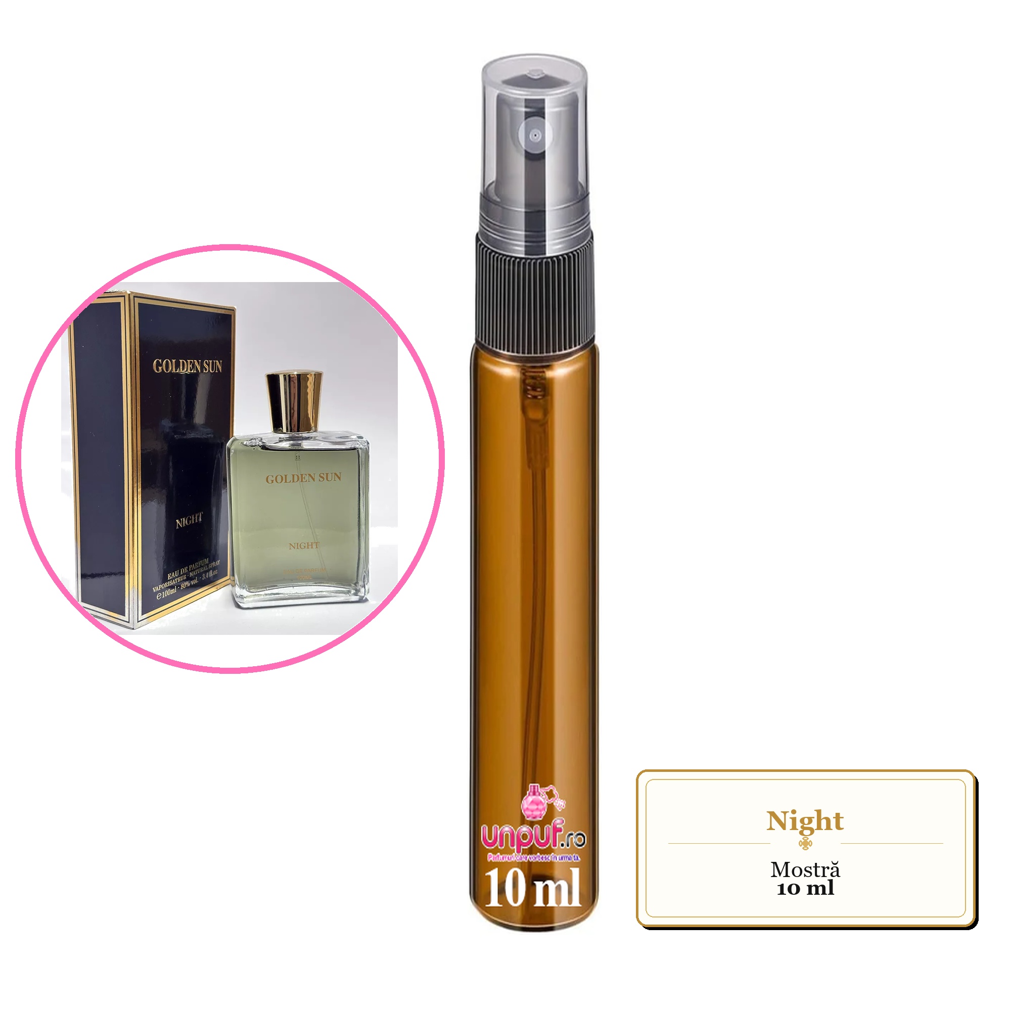 Mostra fiola din Night, decant sticla cu pulverizator