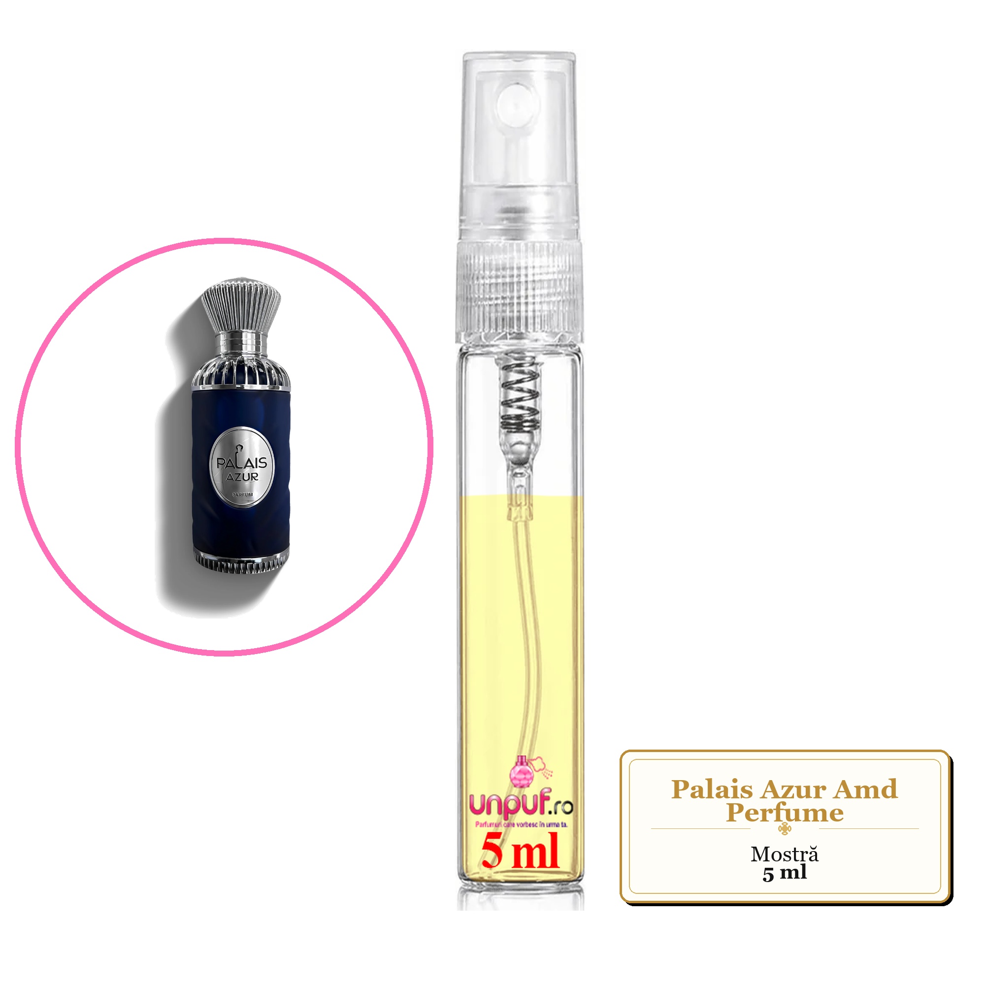 Mostra fiola din Palais Azur Amd Perfume, decant sticla cu pulverizator