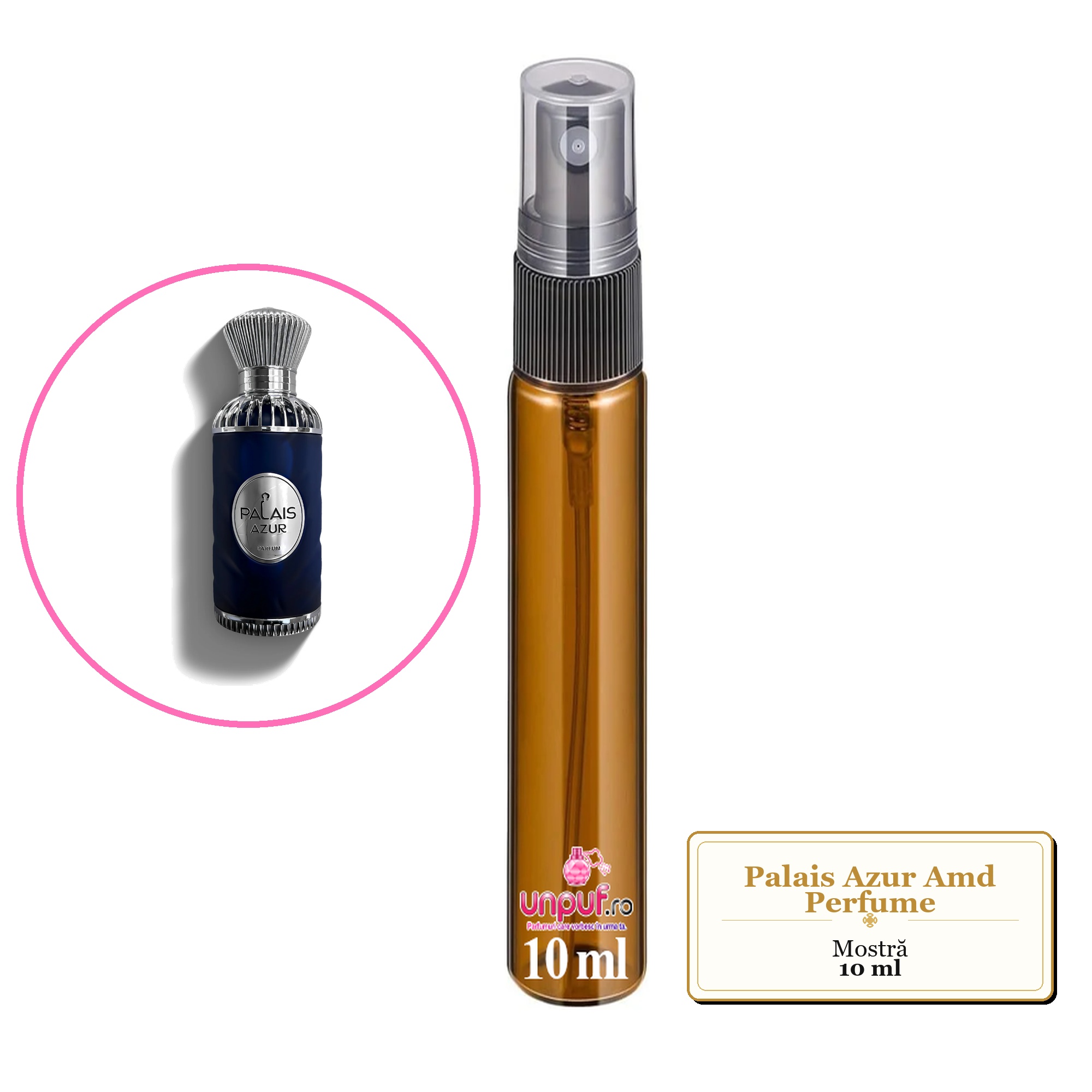 Mostra fiola din Palais Azur Amd Perfume, decant sticla cu pulverizator