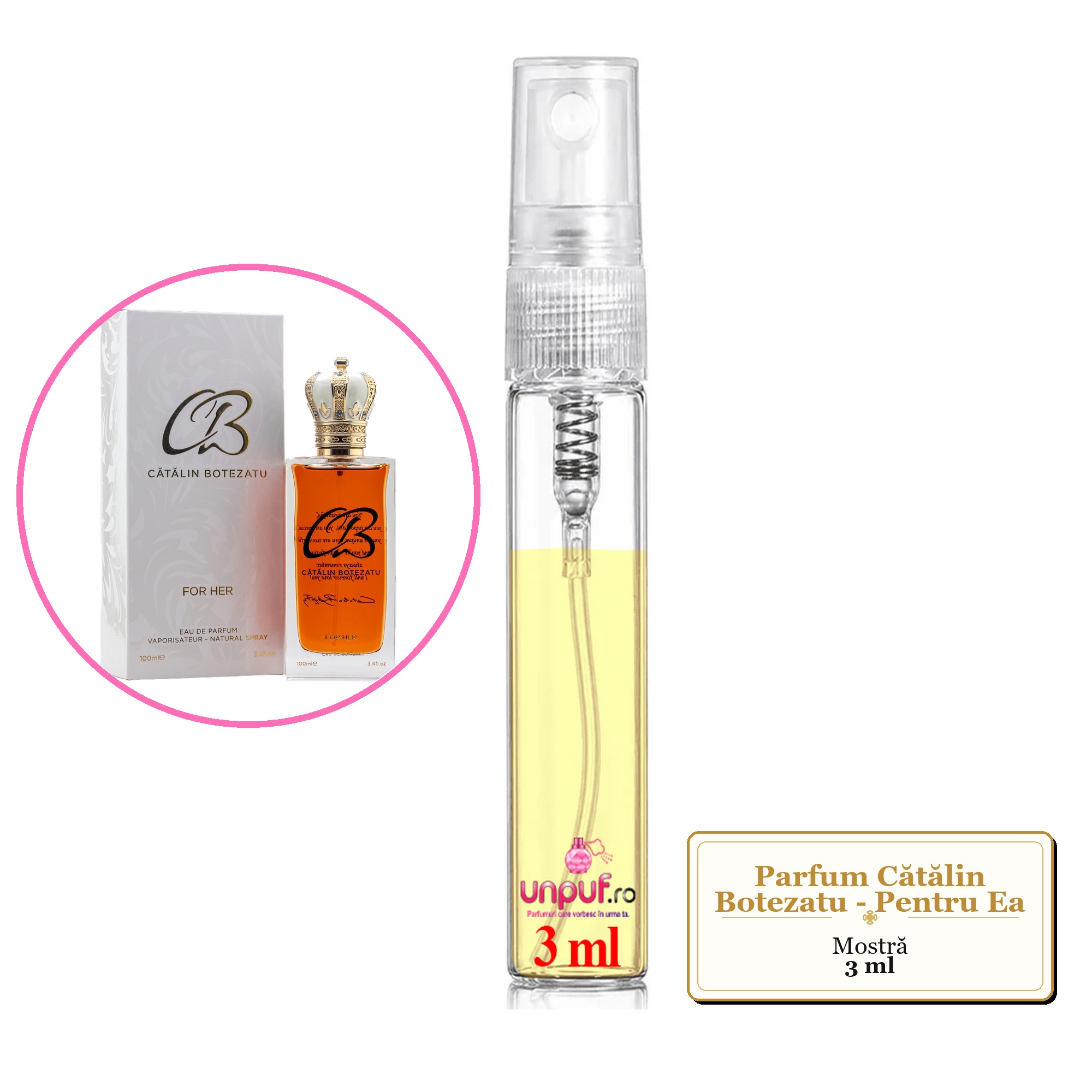 Mostra fiola din Parfum Cătălin Botezatu - Pentru Ea, decant sticla cu pulverizator