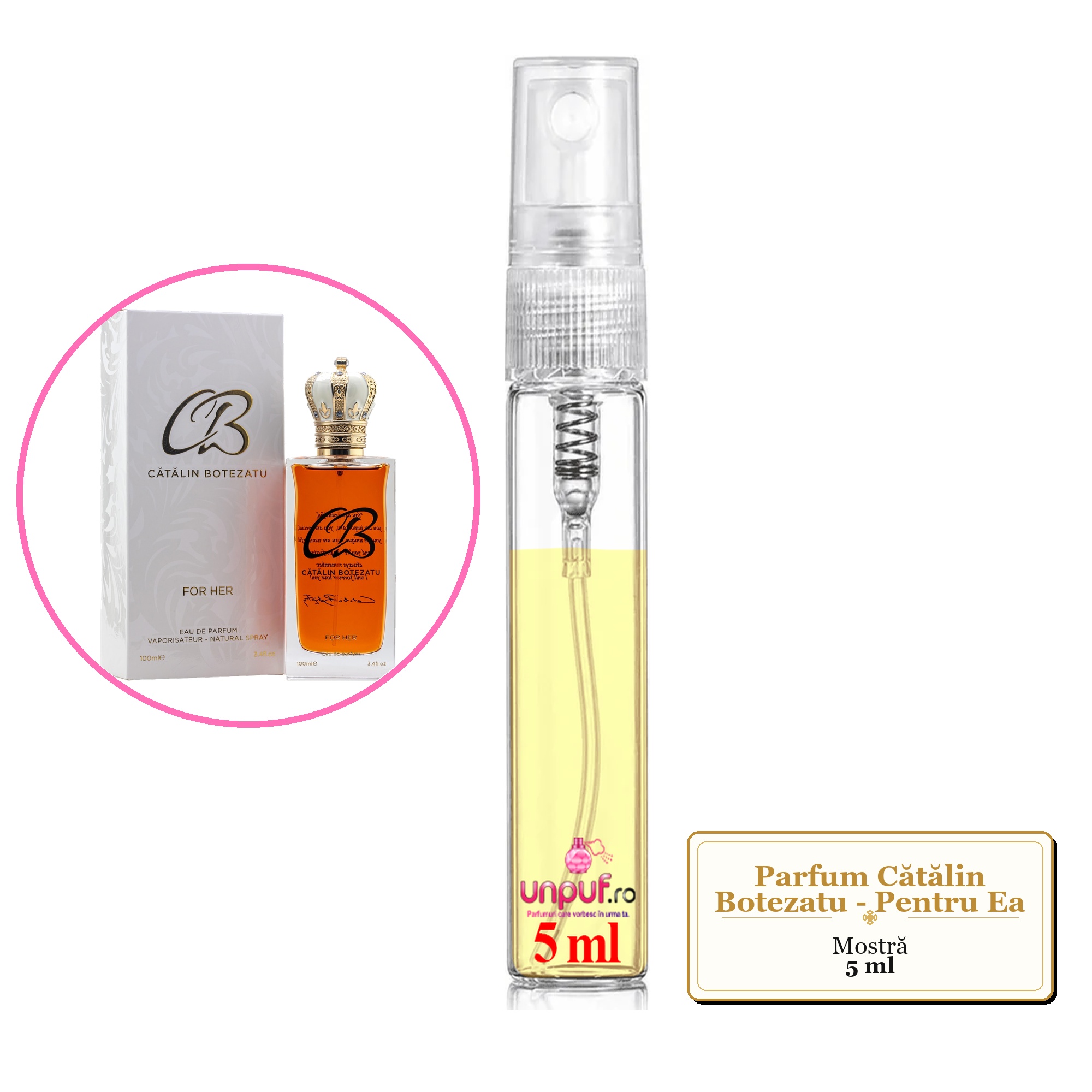 Mostra fiola din Parfum Cătălin Botezatu - Pentru Ea, decant sticla cu pulverizator