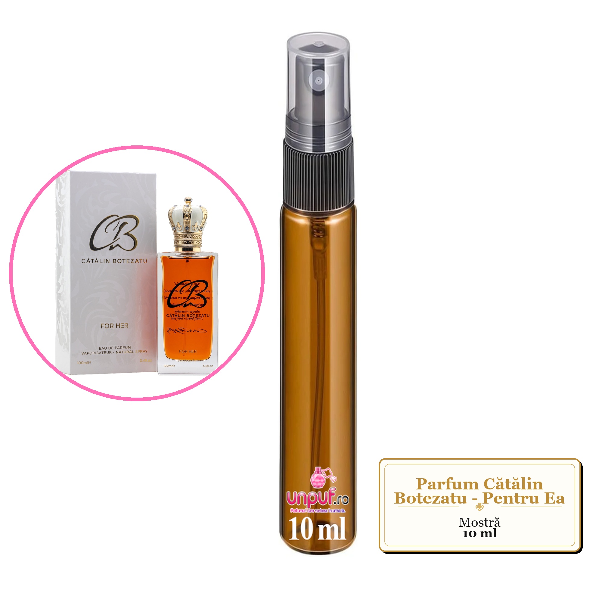 Mostra fiola din Parfum Cătălin Botezatu - Pentru Ea, decant sticla cu pulverizator