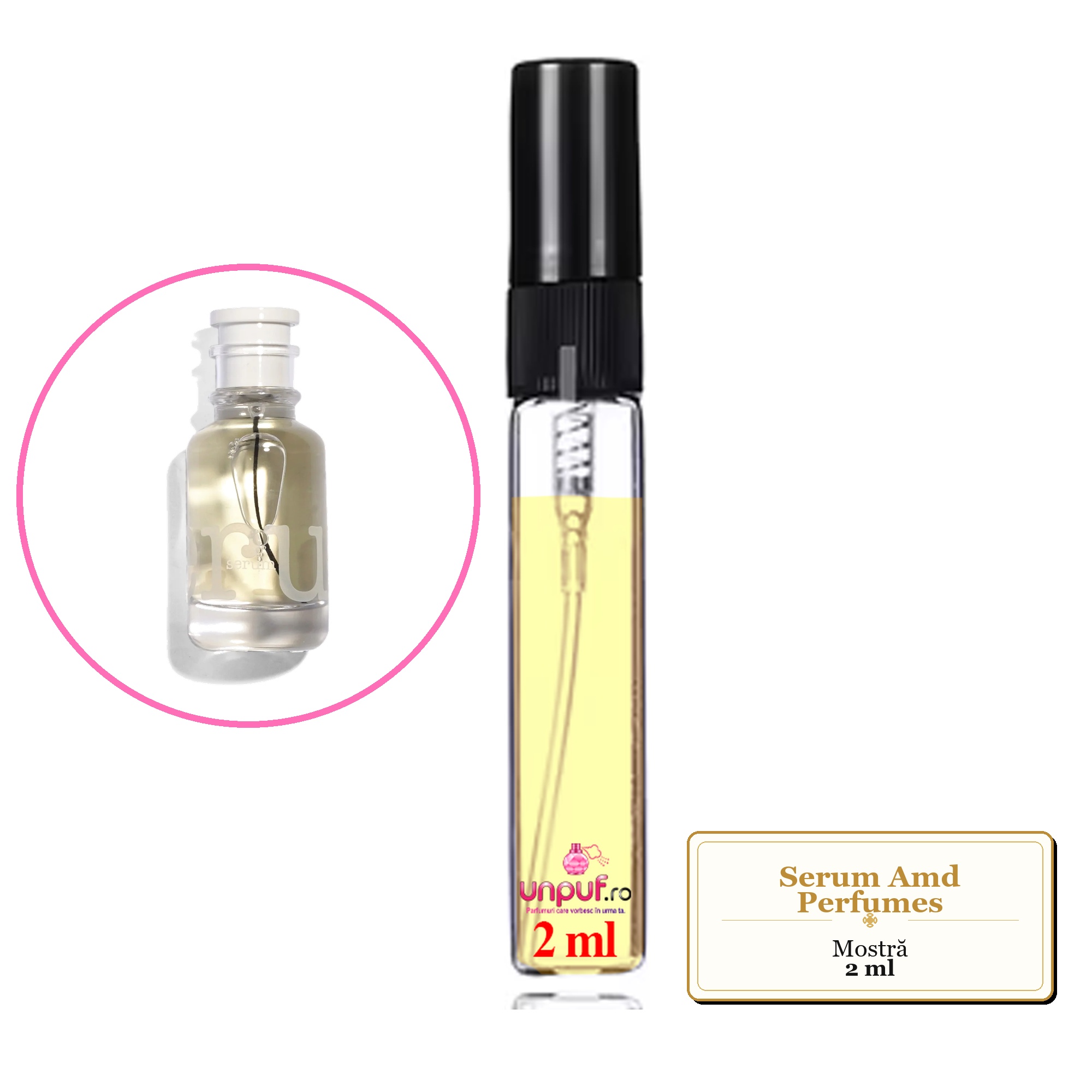 Mostra fiola din Serum Amd Perfumes, decant sticla cu pulverizator