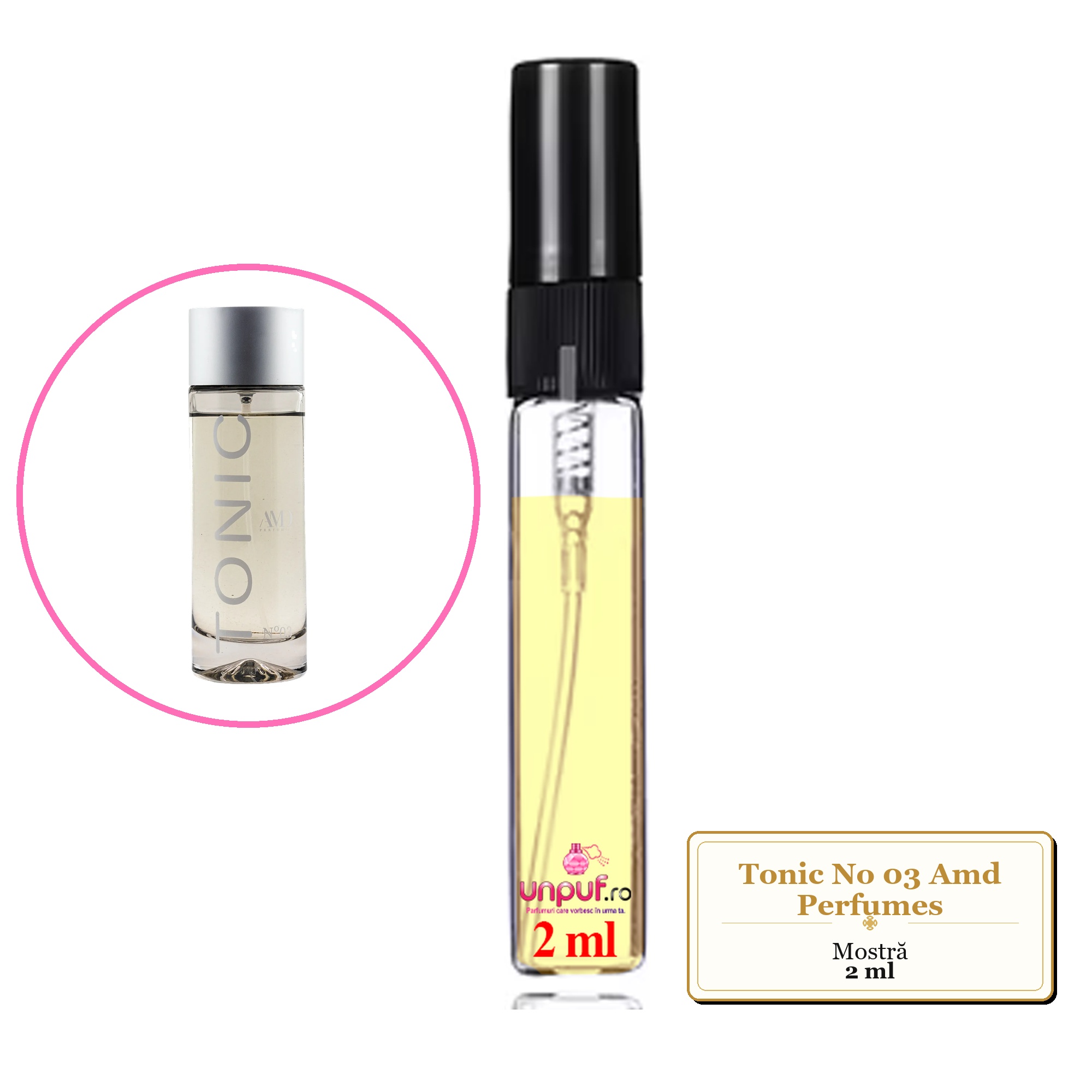 Mostra fiola din Tonic No 03 Amd Perfumes, decant sticla cu pulverizator