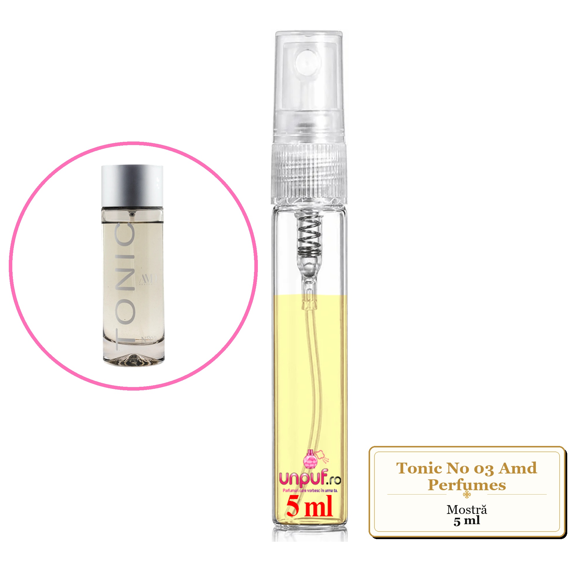 Mostra fiola din Tonic No 03 Amd Perfumes, decant sticla cu pulverizator