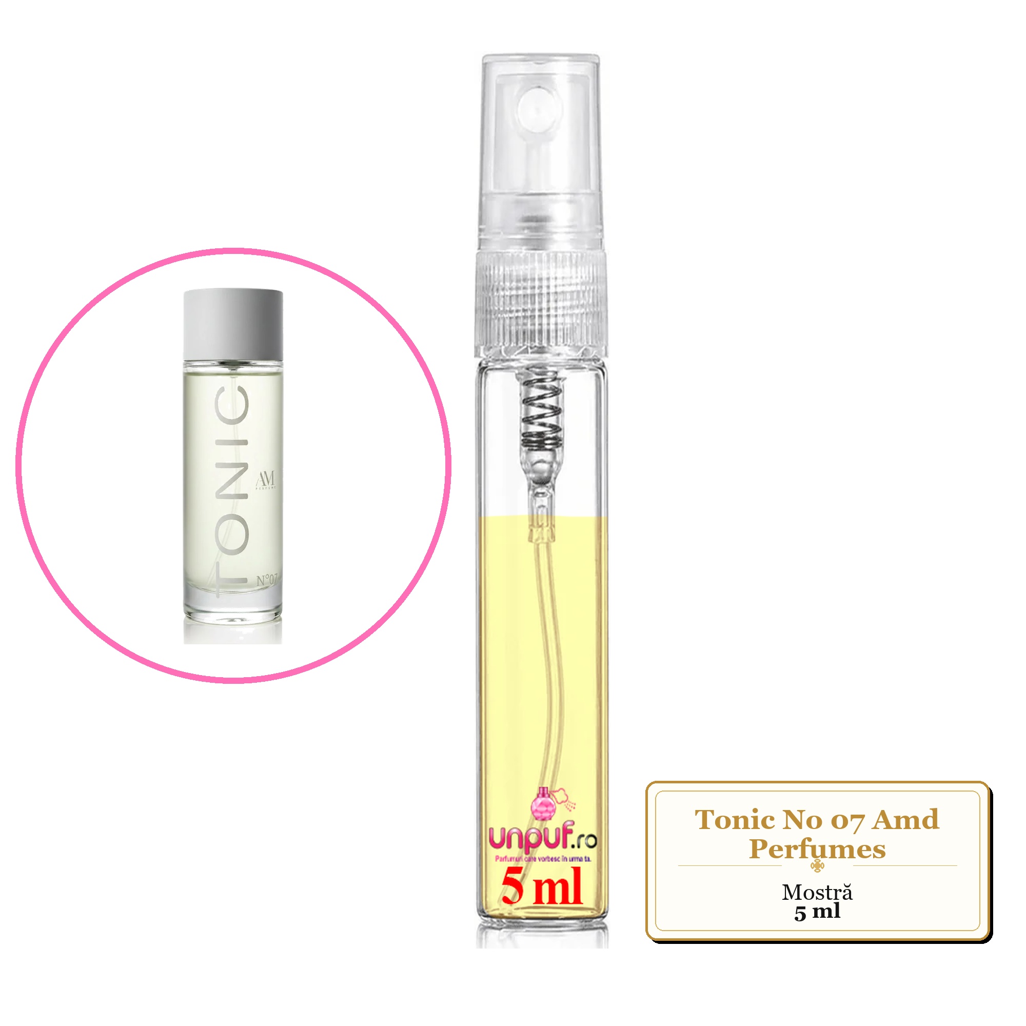 Mostra fiola din Tonic No 07 Amd Perfumes, decant sticla cu pulverizator