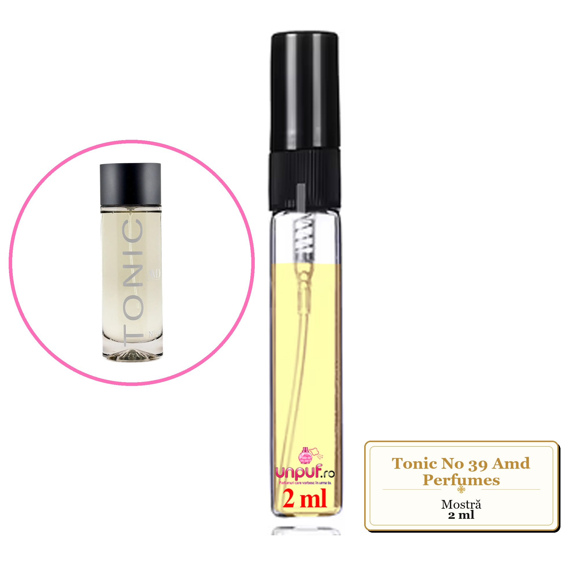Mostra fiola din Tonic No 39 Amd Perfumes, decant sticla cu pulverizator