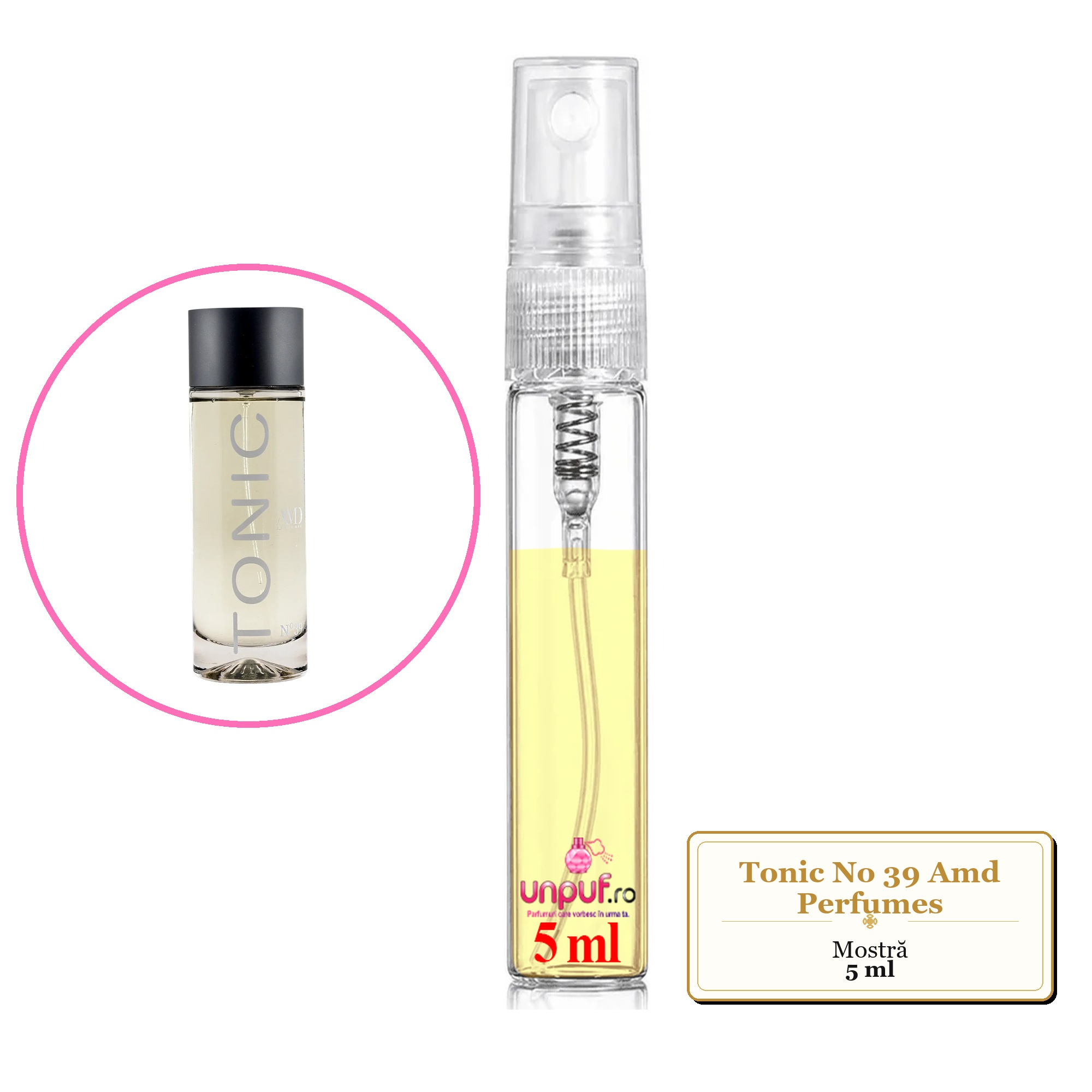 Mostra fiola din Tonic No 39 Amd Perfumes, decant sticla cu pulverizator