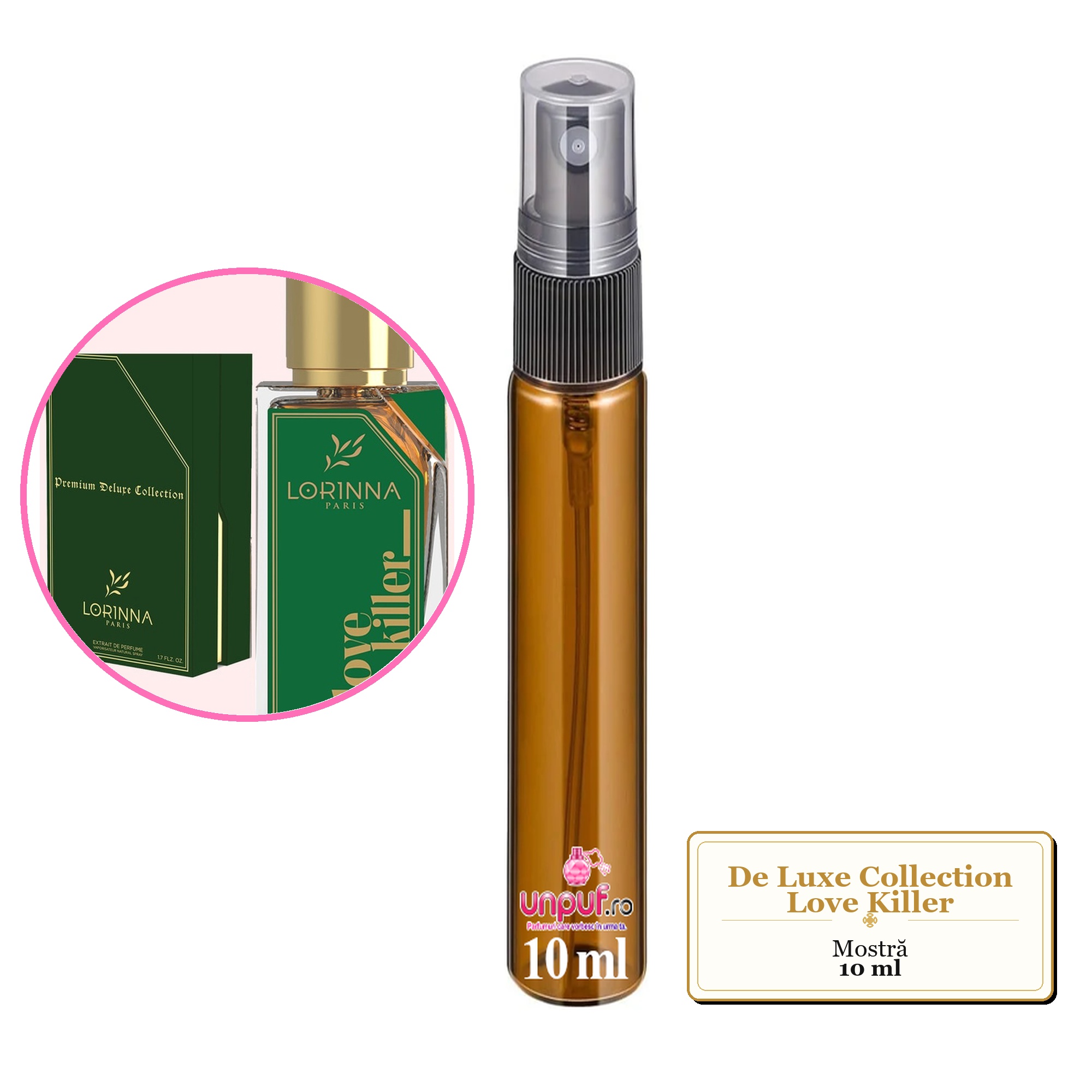 Mostra fiola din Parfumul De Luxe Collection Love Killer, decant sticla cu pulverizator