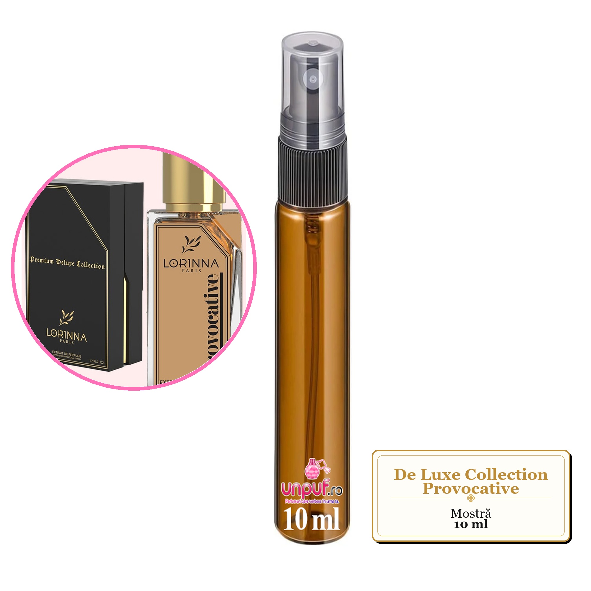 Mostra fiola din Parfumul De Luxe Collection Provocative, decant sticla cu pulverizator