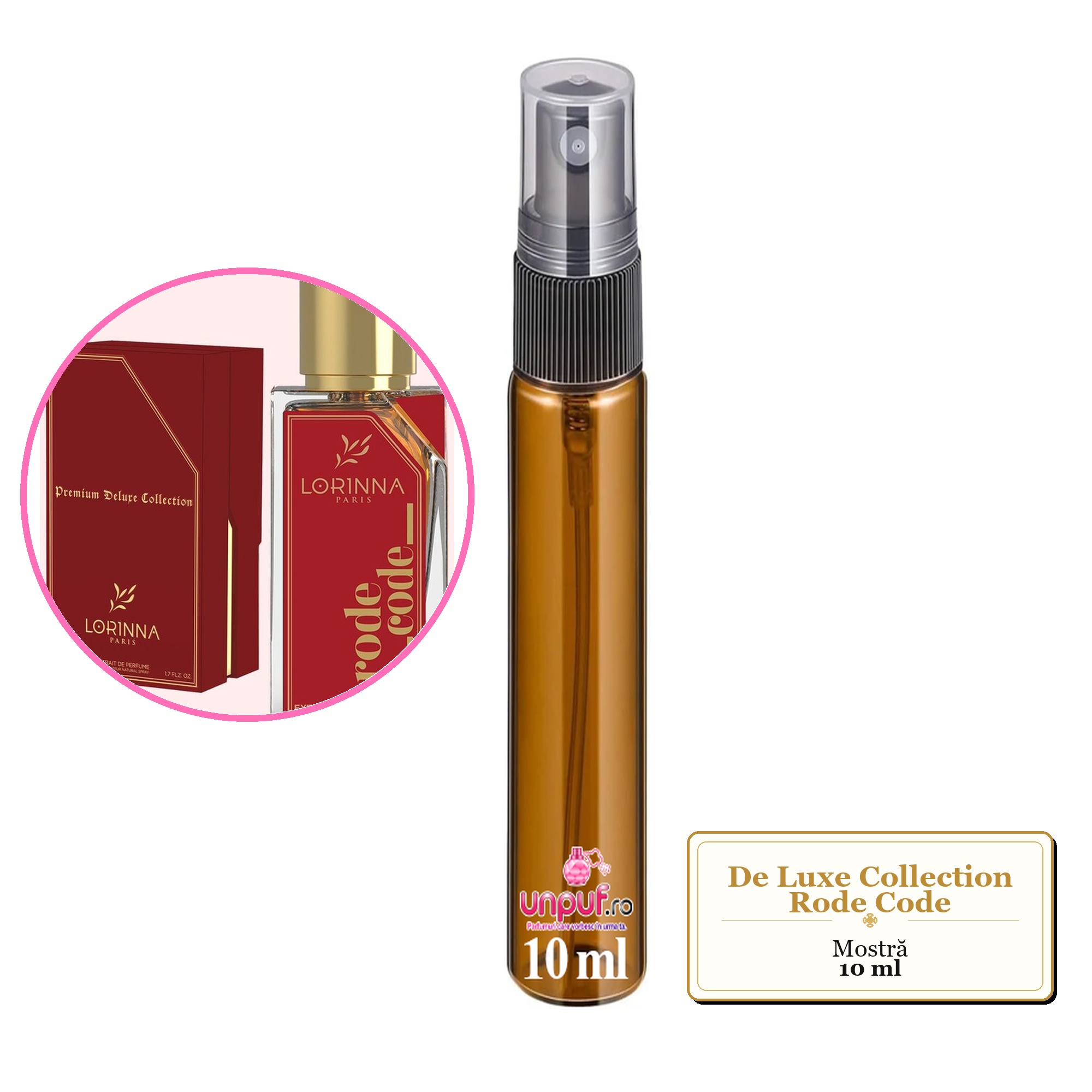 Mostra fiola din Parfumul De Luxe Collection Rode Code, decant sticla cu pulverizator