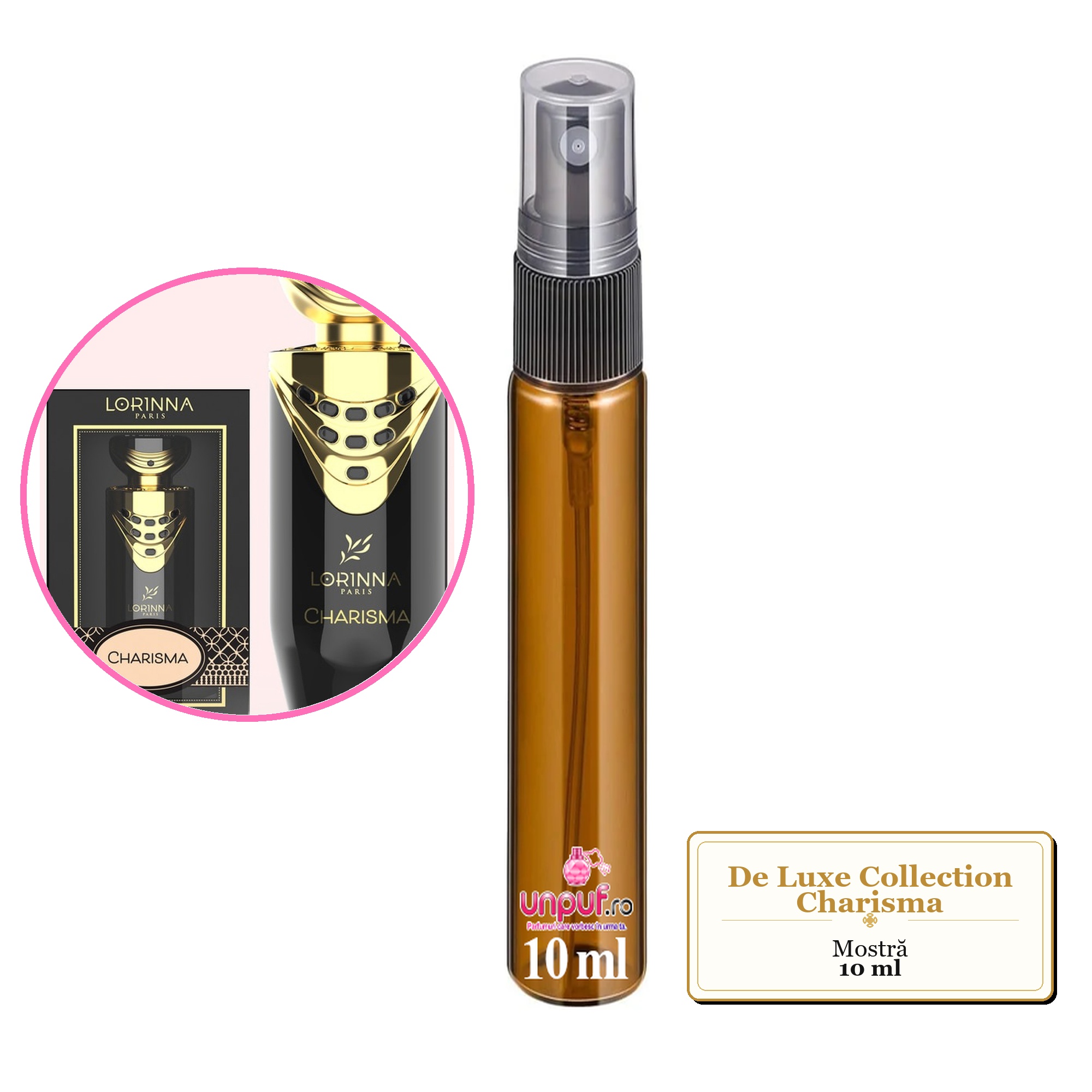 Mostra fiola din Parfumul De Luxe Collection Charisma, decant sticla cu pulverizator