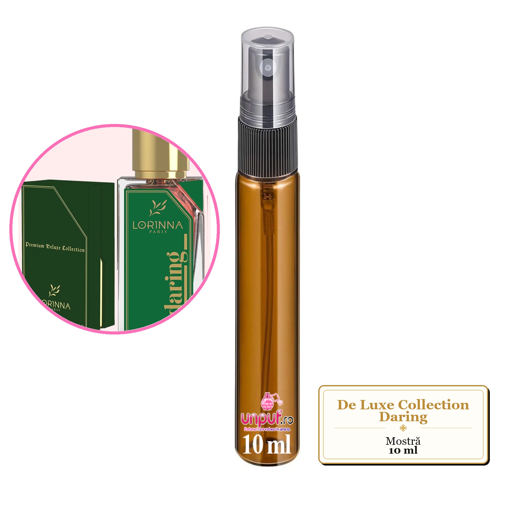 Mostra fiola din Parfumul De Luxe Collection Daring, decant sticla cu pulverizator