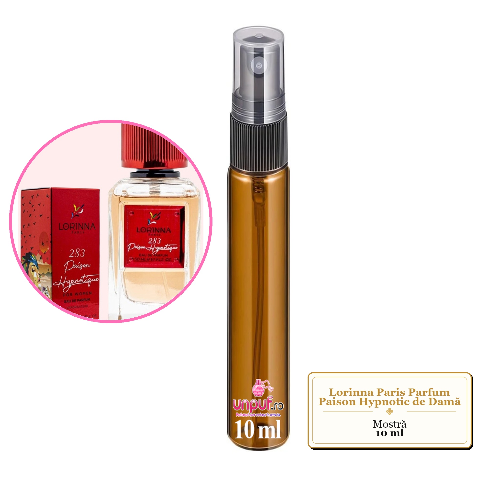 Mostra fiola din Parfumul Lorinna Paris Paison Hypnotic de Damă, decant sticla cu pulverizator