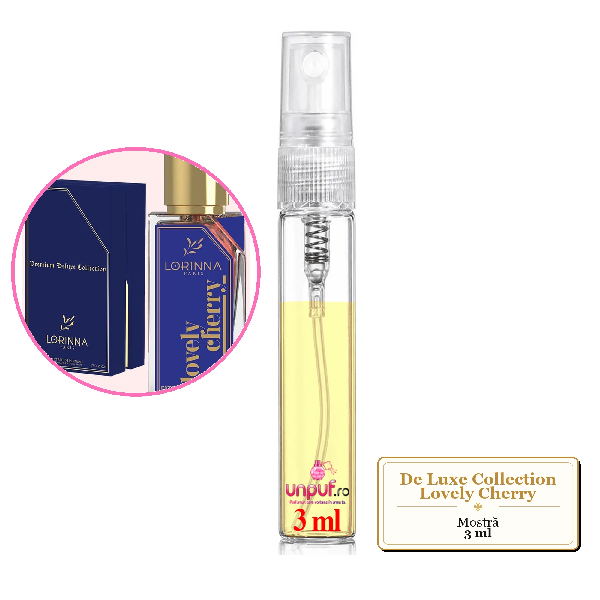 Mostra fiola din Parfumul De Luxe Collection Lovely Cherry, decant sticla cu pulverizator