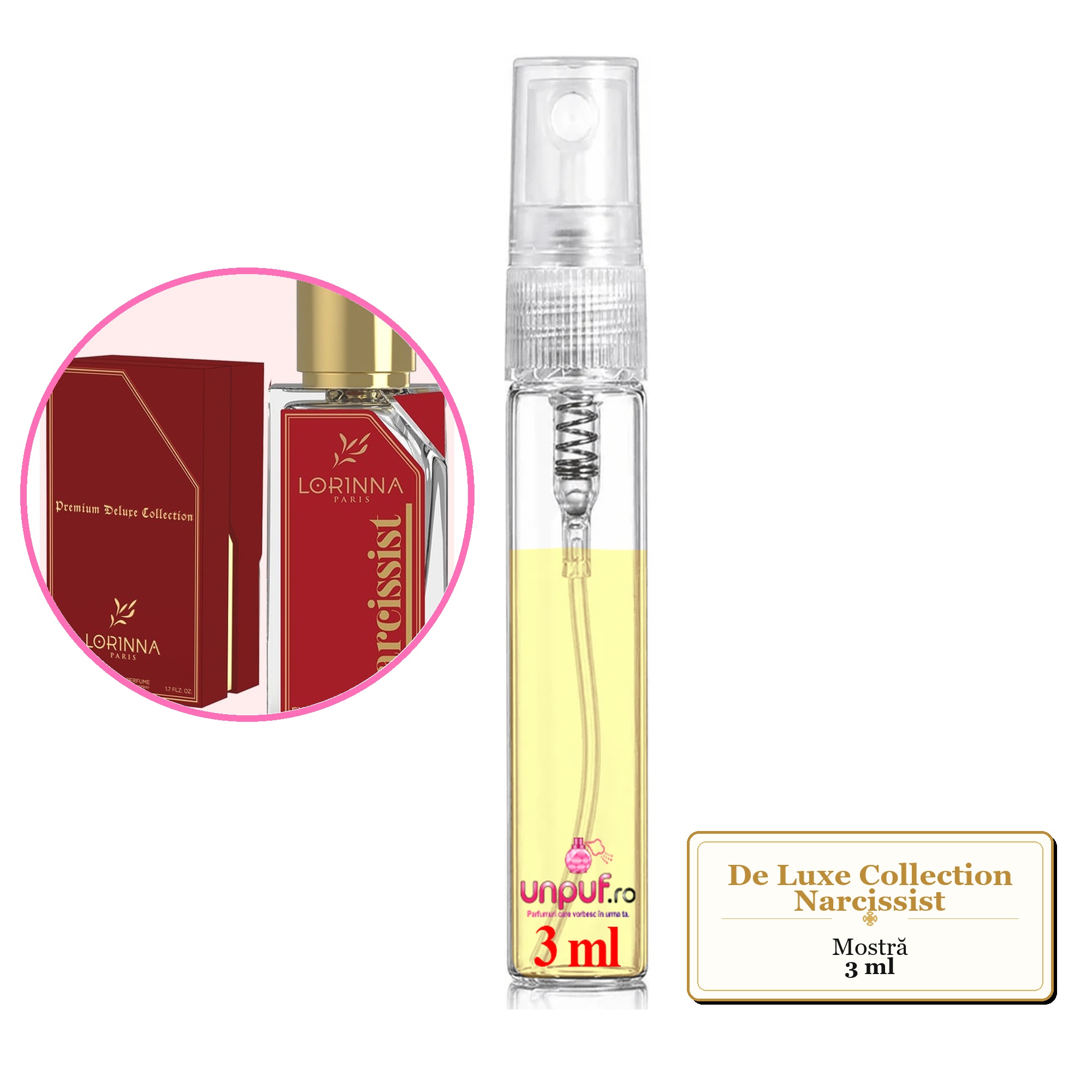 Mostra fiola din Parfumul De Luxe Collection Narcissist, decant sticla cu pulverizator