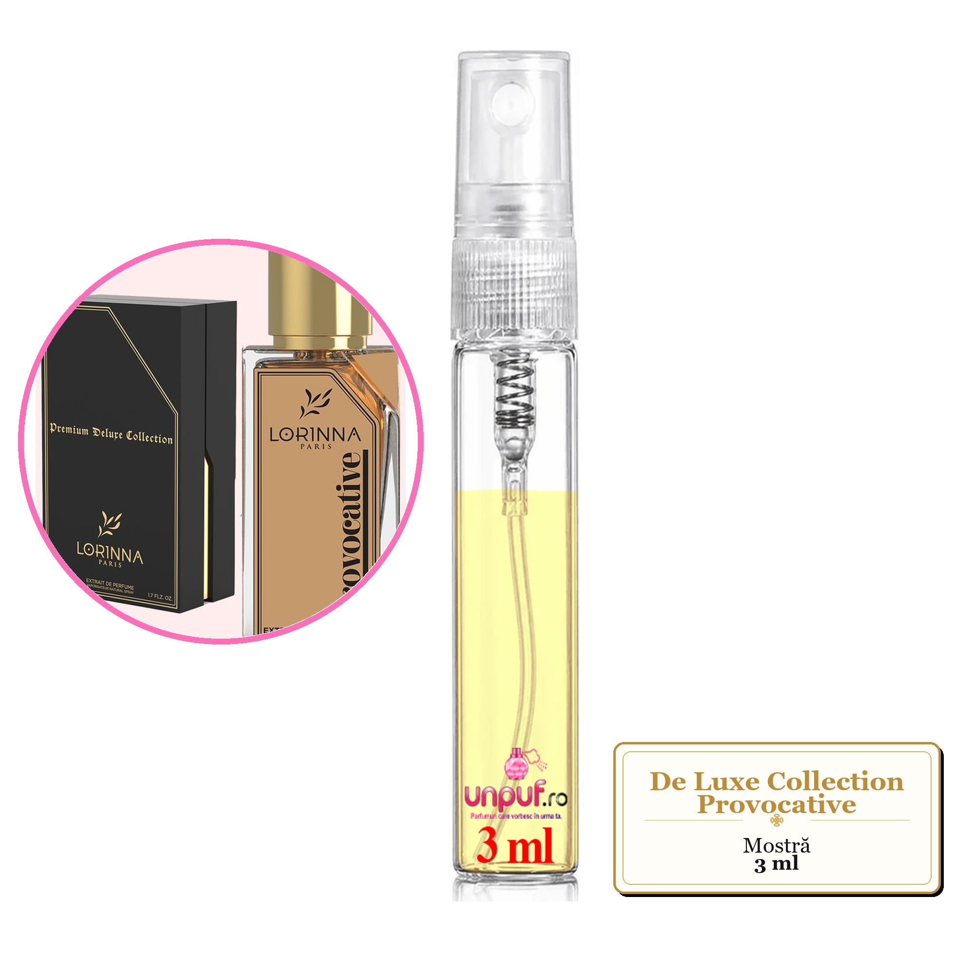 Mostra fiola din Parfumul De Luxe Collection Provocative, decant sticla cu pulverizator