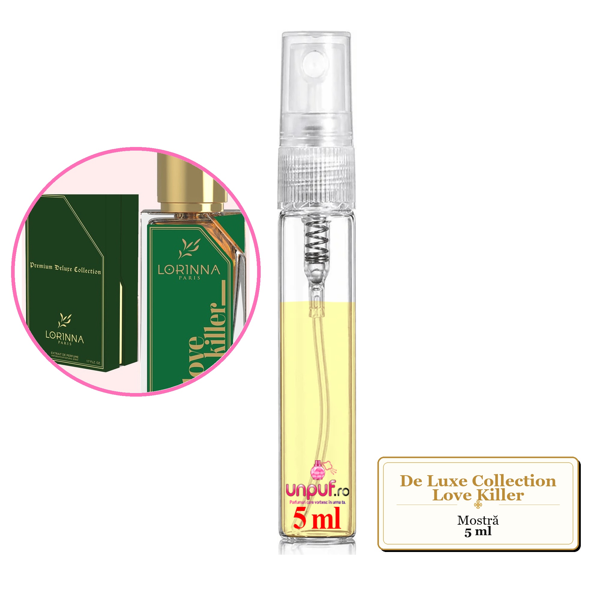 Mostra fiola din Parfumul De Luxe Collection Love Killer, decant sticla cu pulverizator