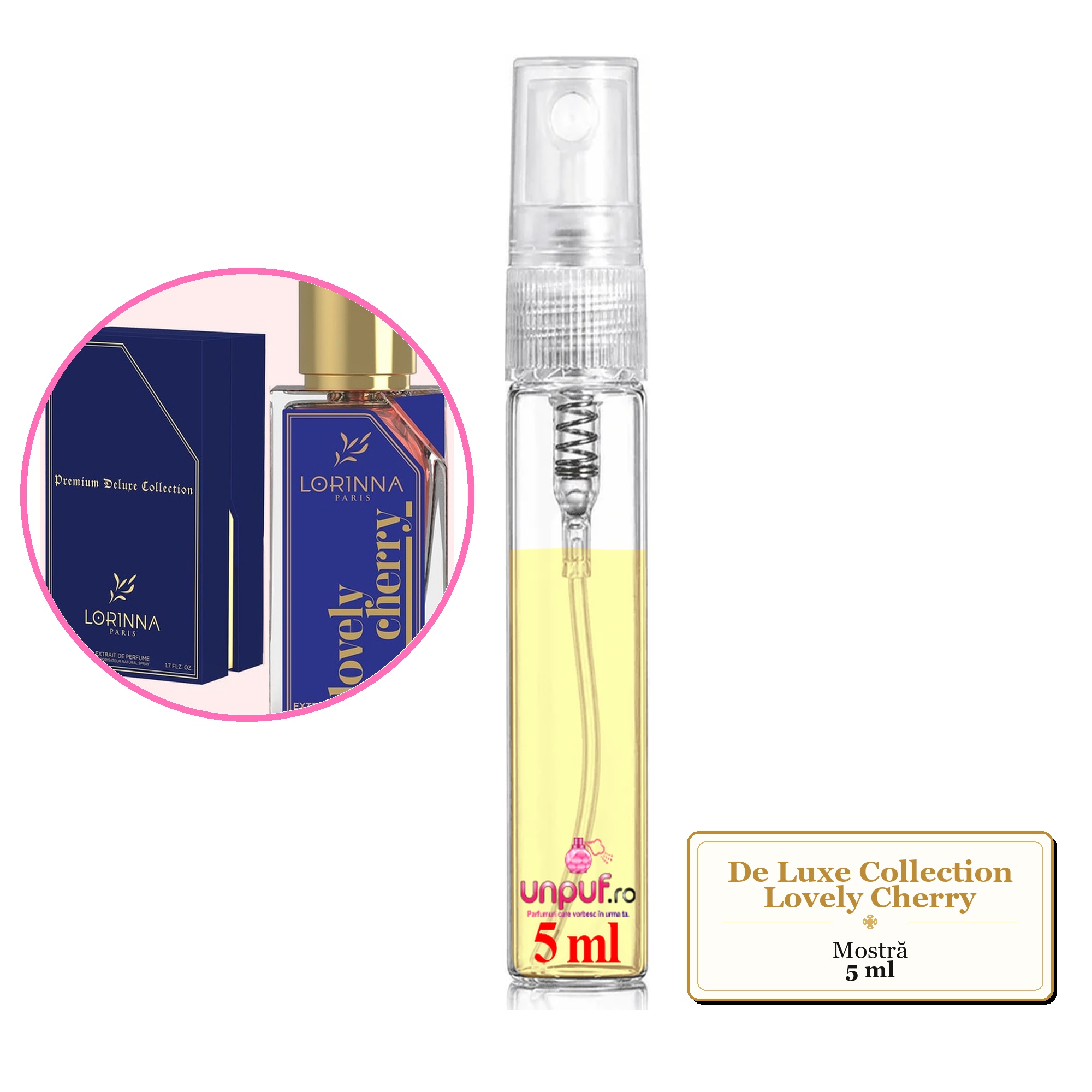 Mostra fiola din Parfumul De Luxe Collection Lovely Cherry, decant sticla cu pulverizator