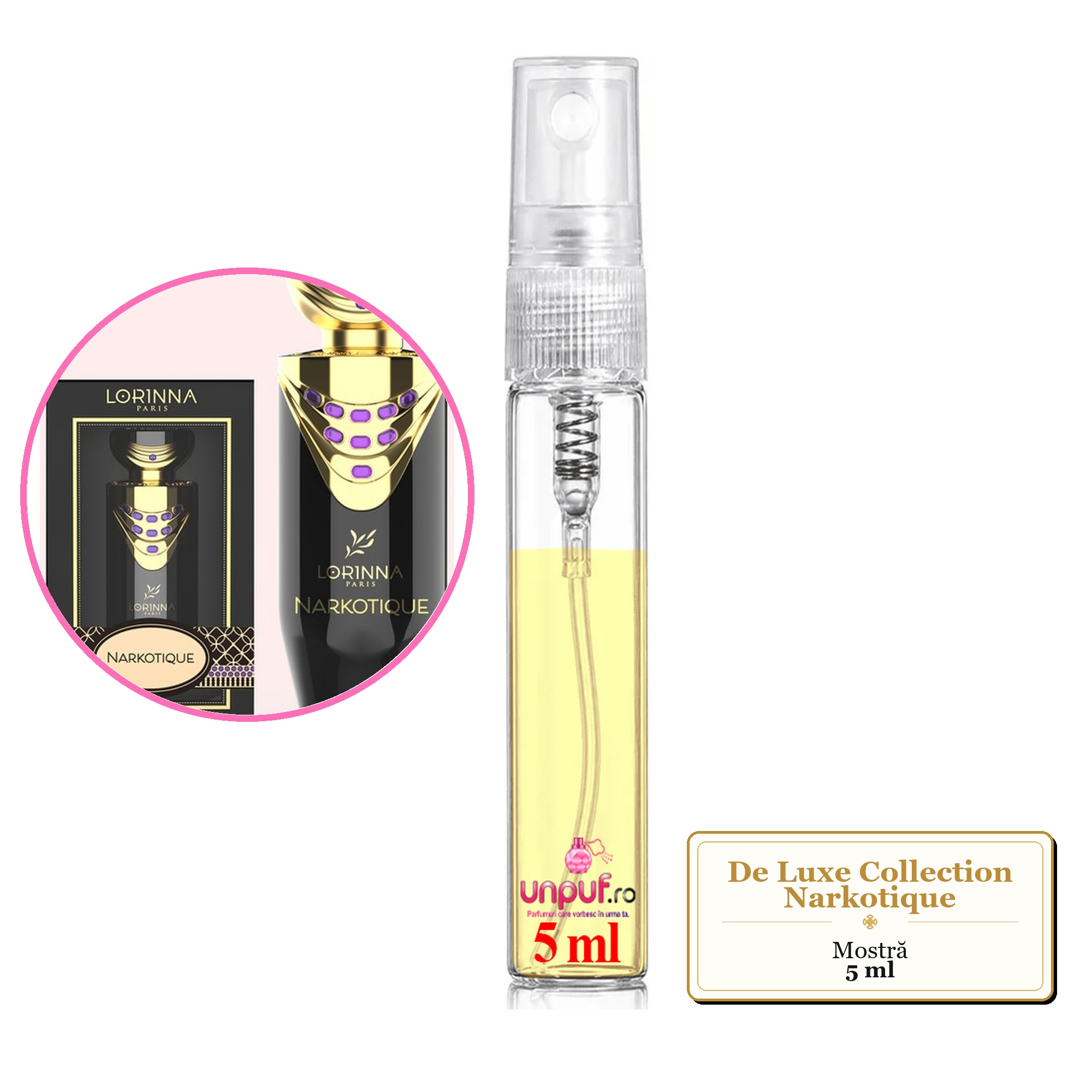 Mostra fiola din Parfumul De Luxe Collection Narkotique, decant sticla cu pulverizator