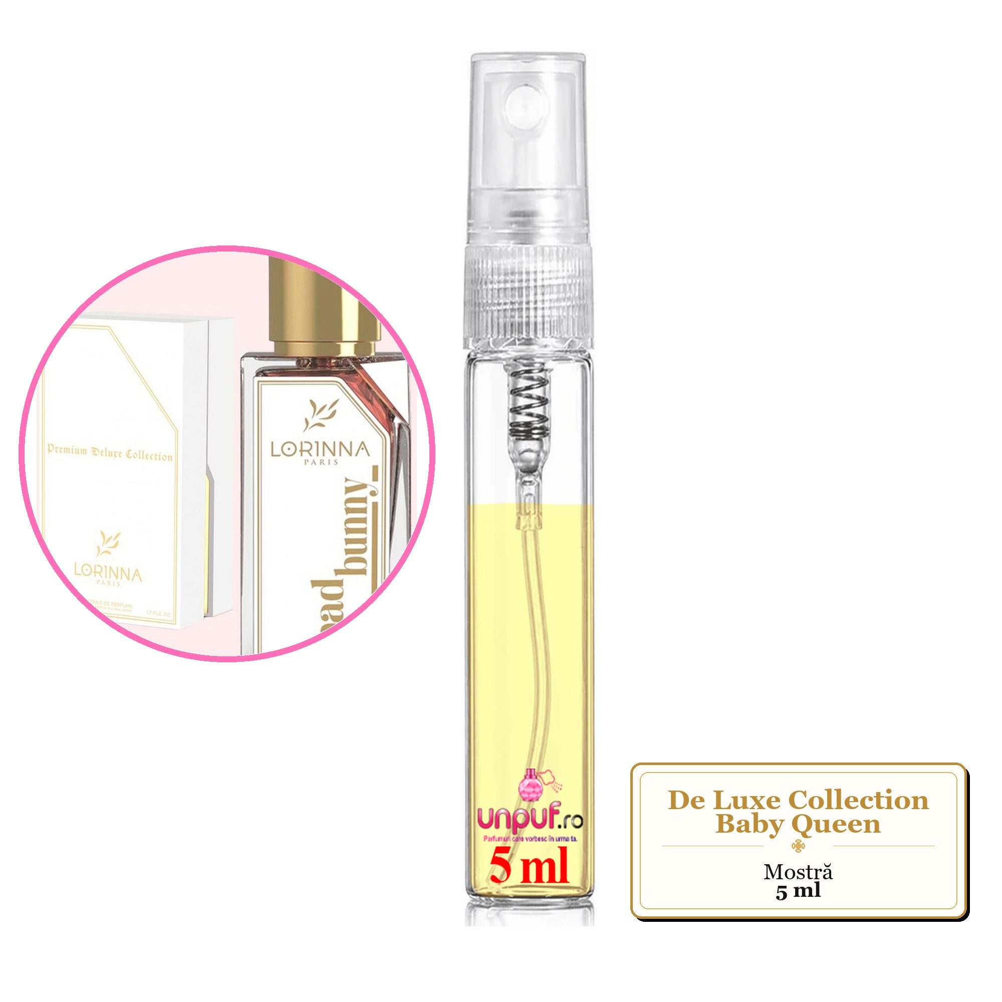 Mostra fiola din Parfumul De Luxe Collection Baby Queen, decant sticla cu pulverizator