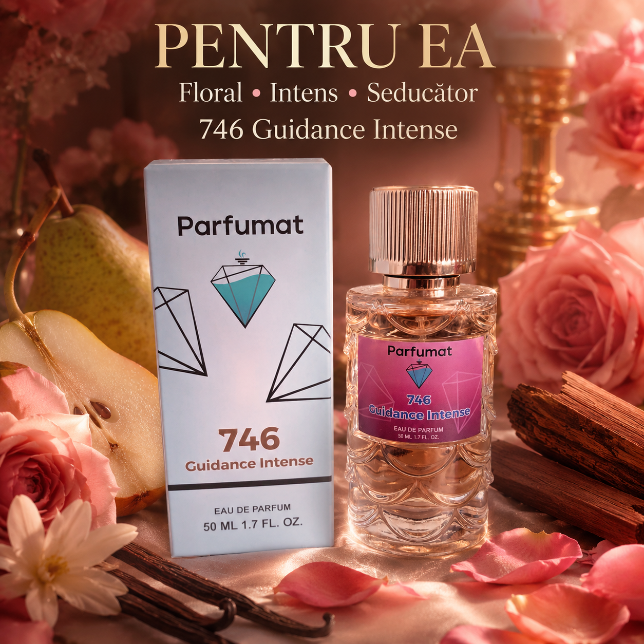 Parfum floral ambrat și lemnos pentru femei