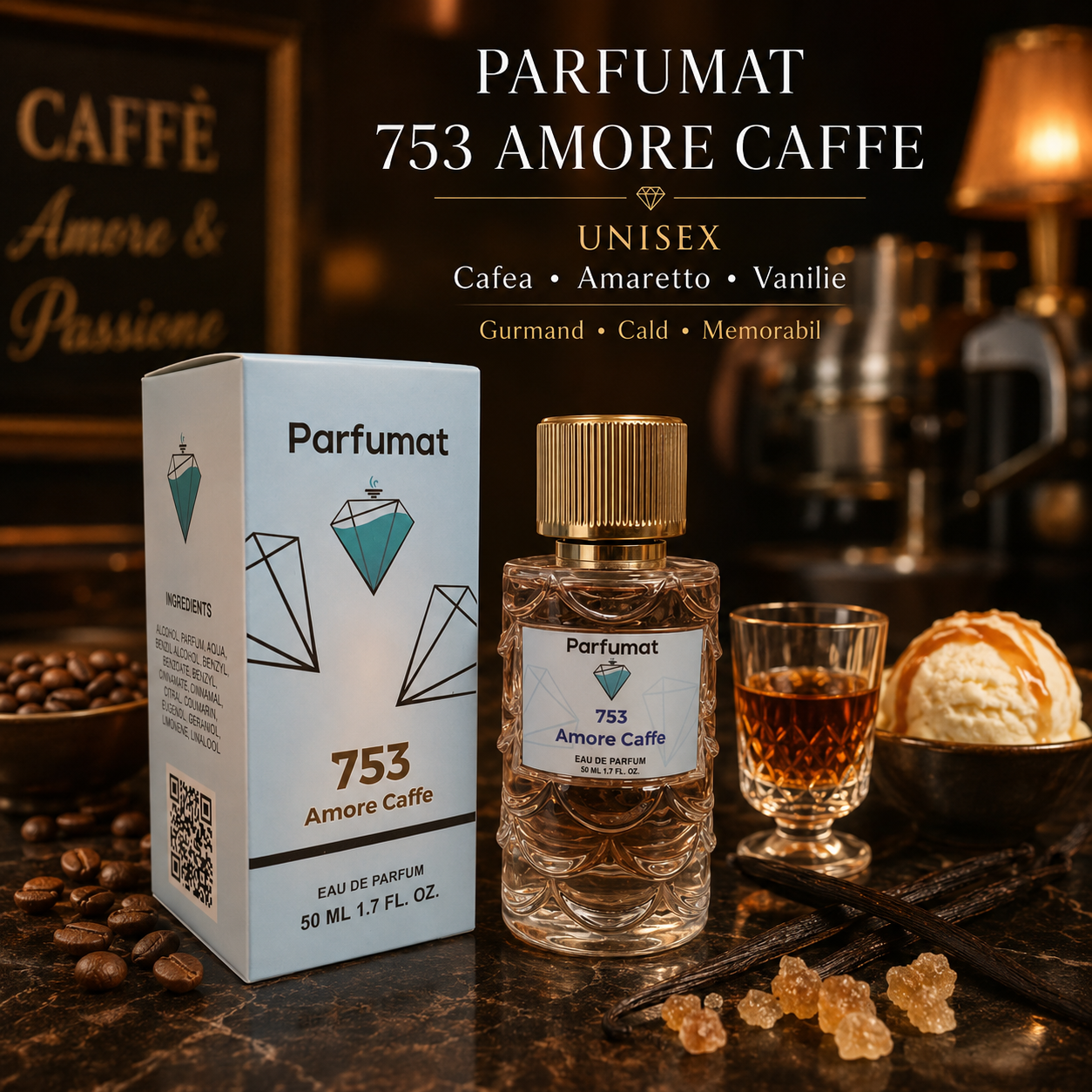 Note de v&acirc;rf de cafea și amaretto