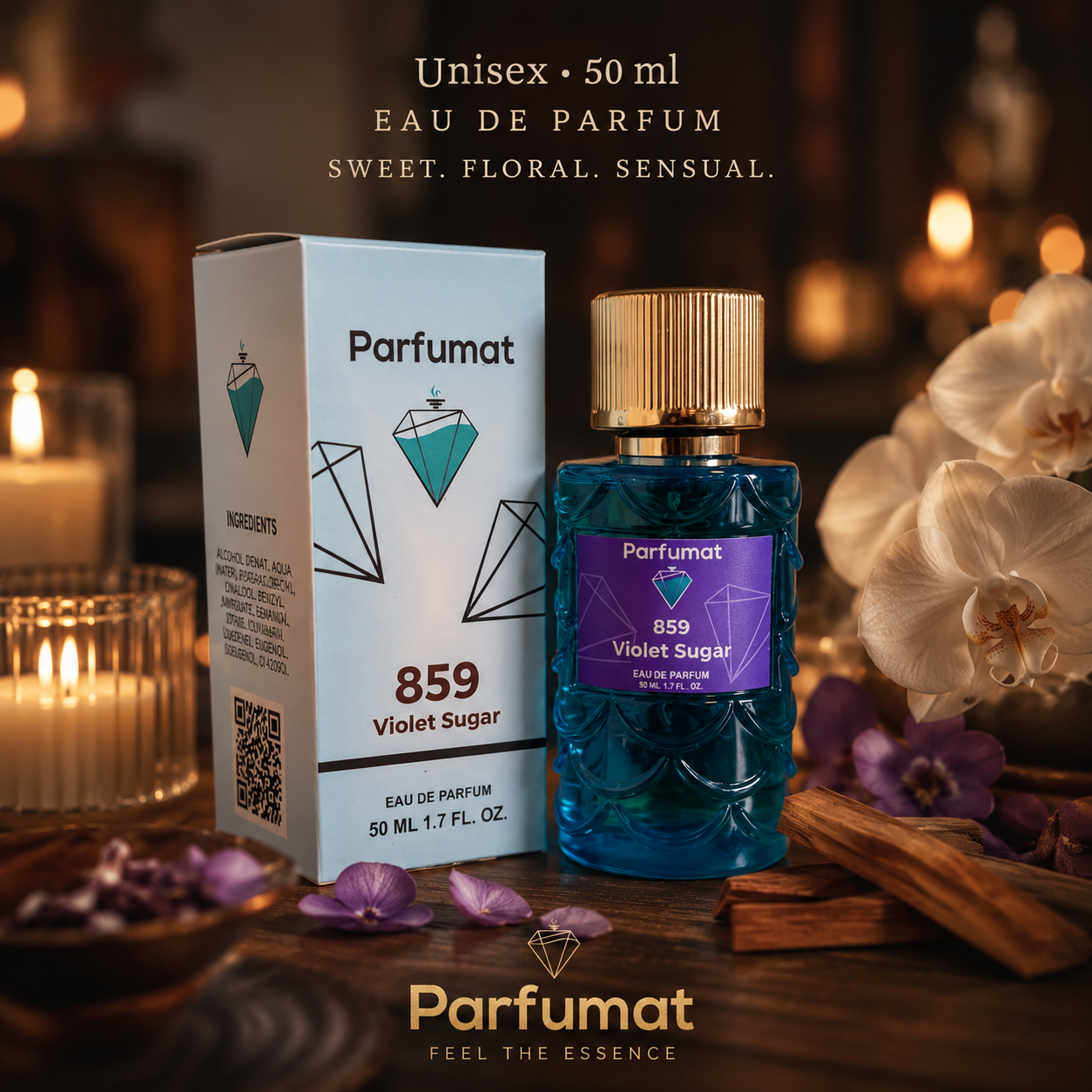 Parfumat 859 Violet Sugar pentru purtare zilnică și seri relaxate