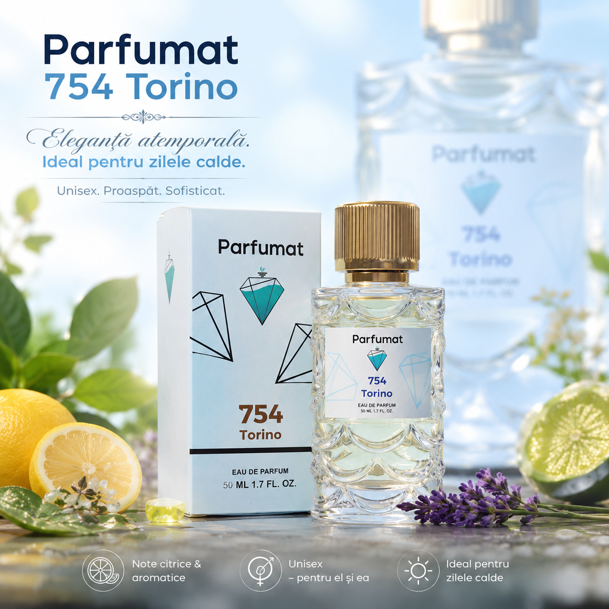Parfumat 754 Torino pentru zile călduroase, birou și vacanțe