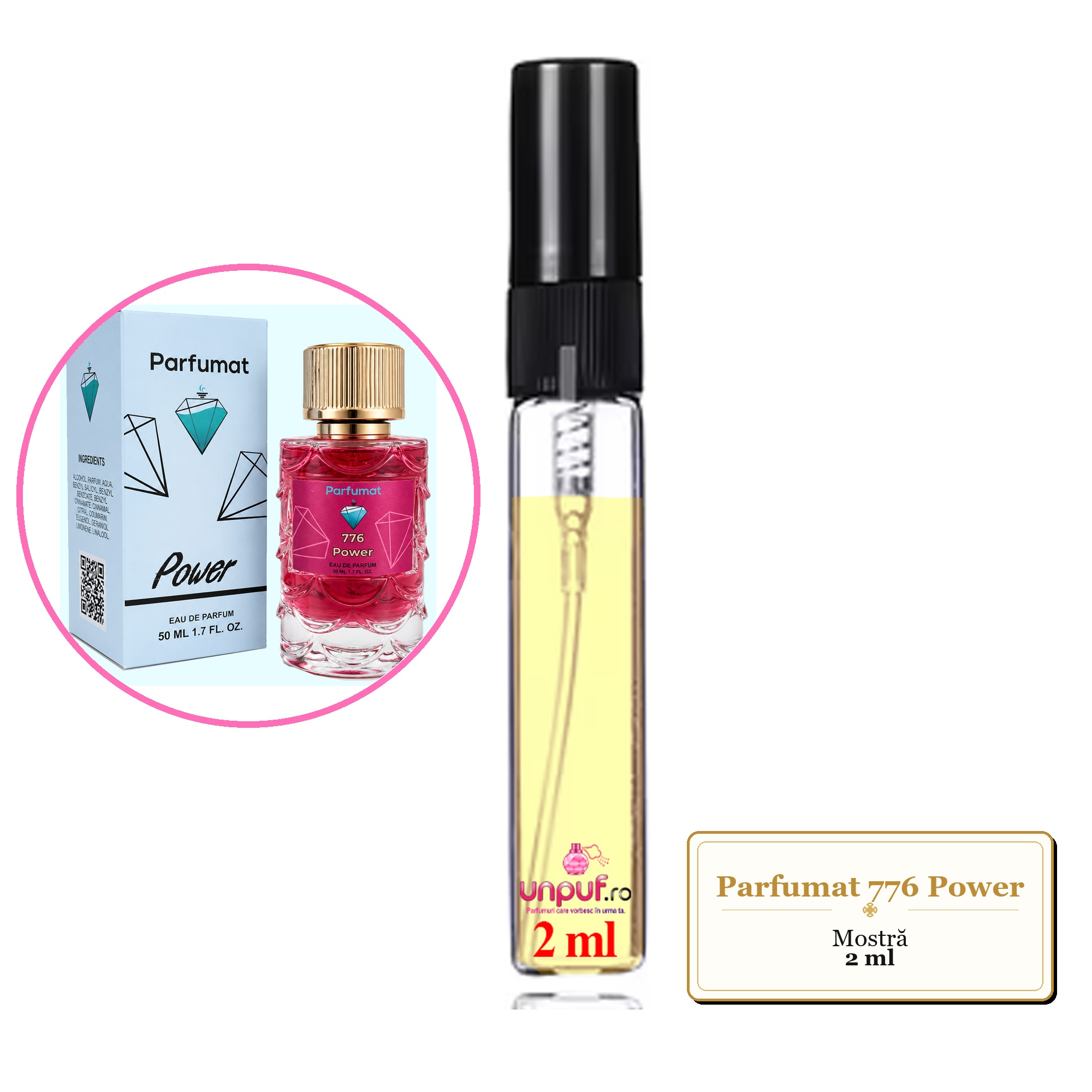 Mostra fiola din Parfumul Parfumat 776 Power, decant sticla cu pulverizator