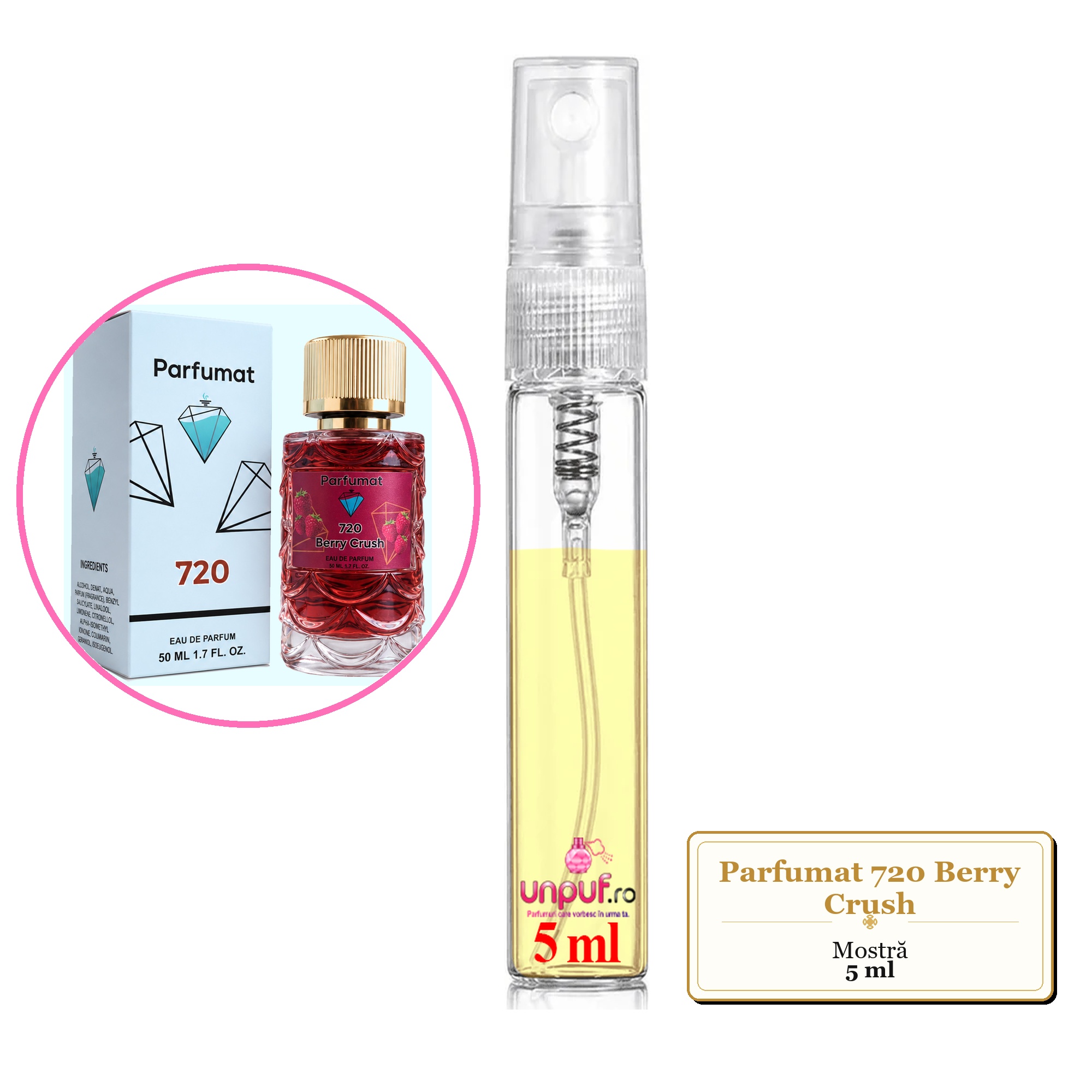 Mostra fiola din Parfumul Parfumat 720 Berry Crush, decant sticla cu pulverizator