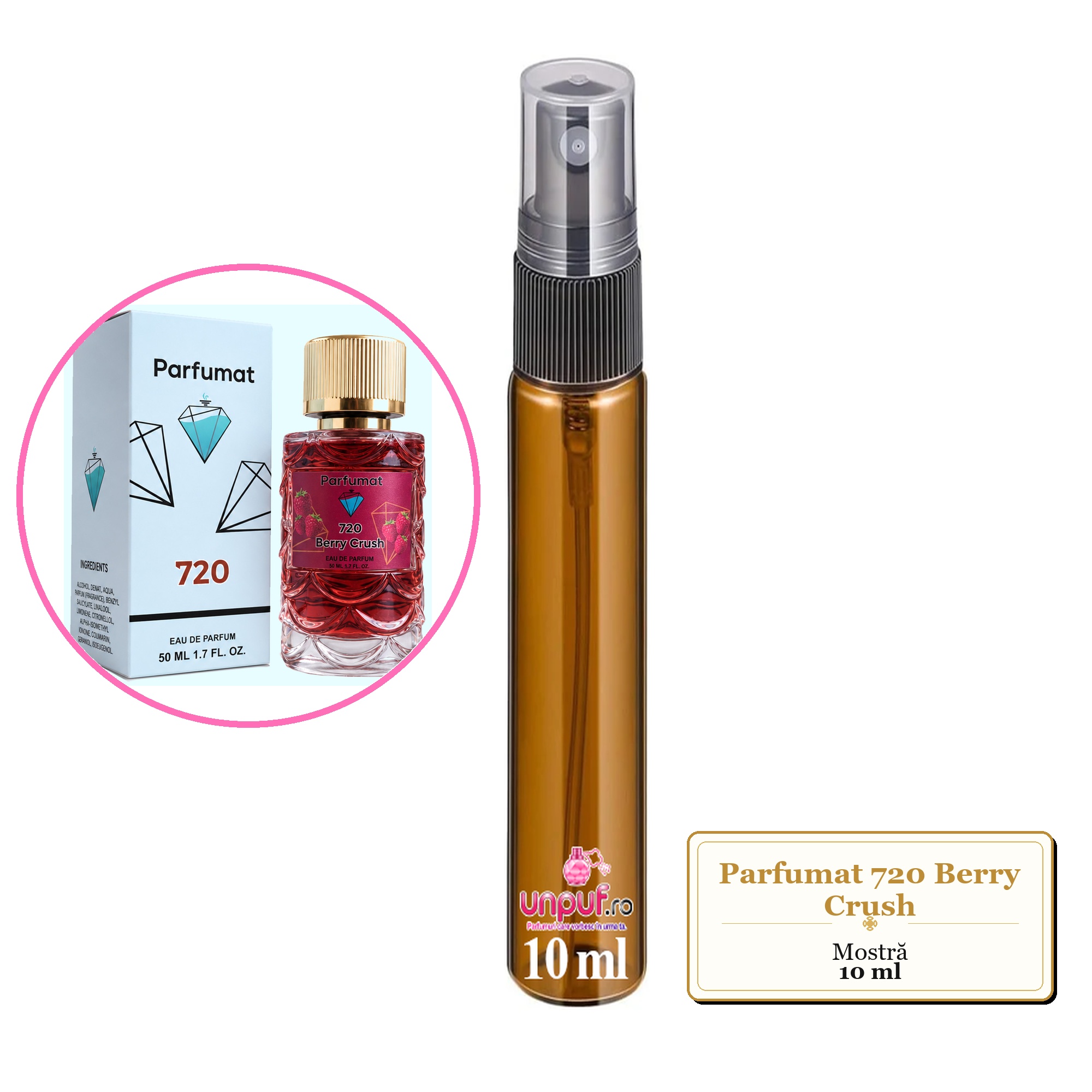 Mostra fiola din Parfumul Parfumat 720 Berry Crush, decant sticla cu pulverizator