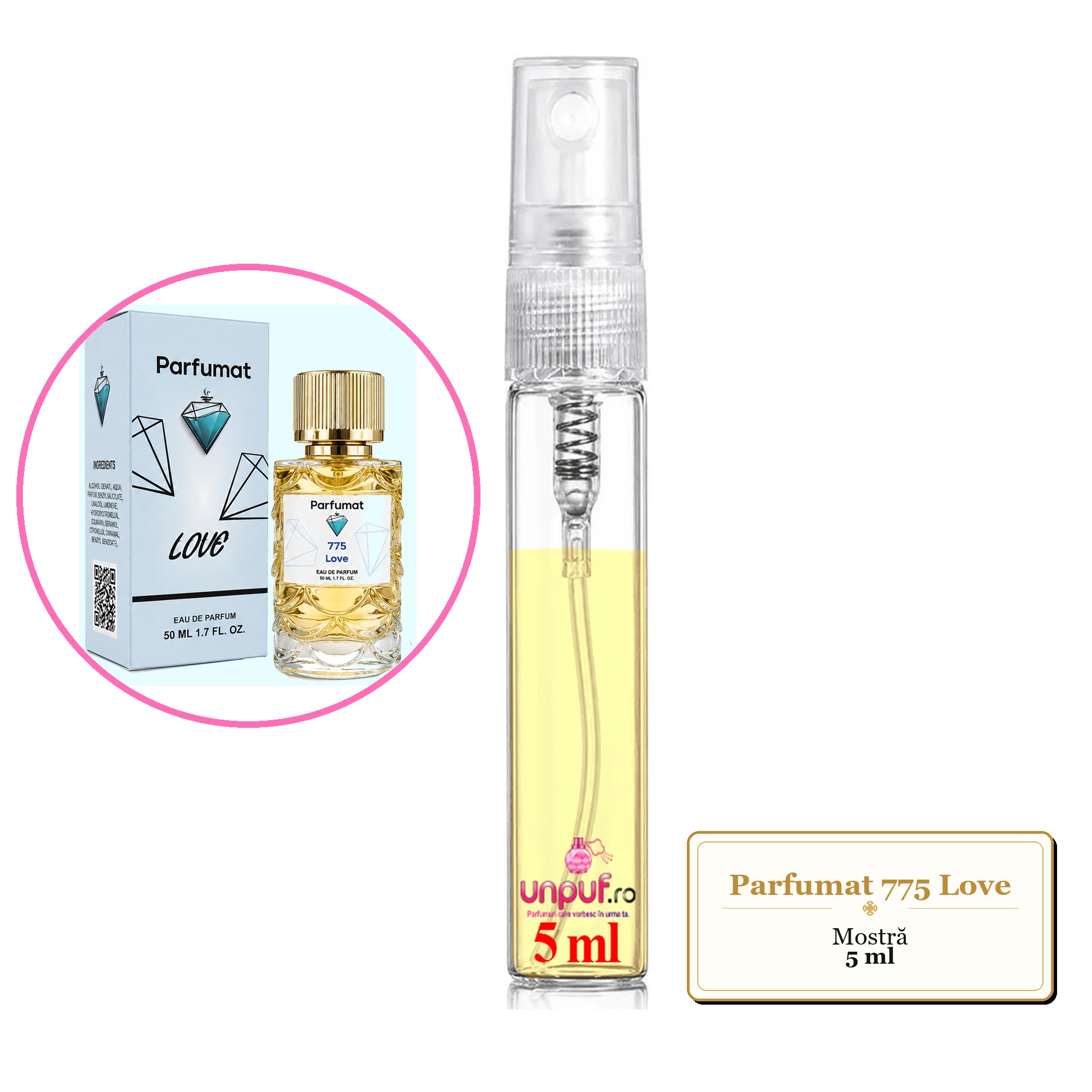 Mostra fiola din Parfumul Parfumat 775 Love, decant sticla cu pulverizator