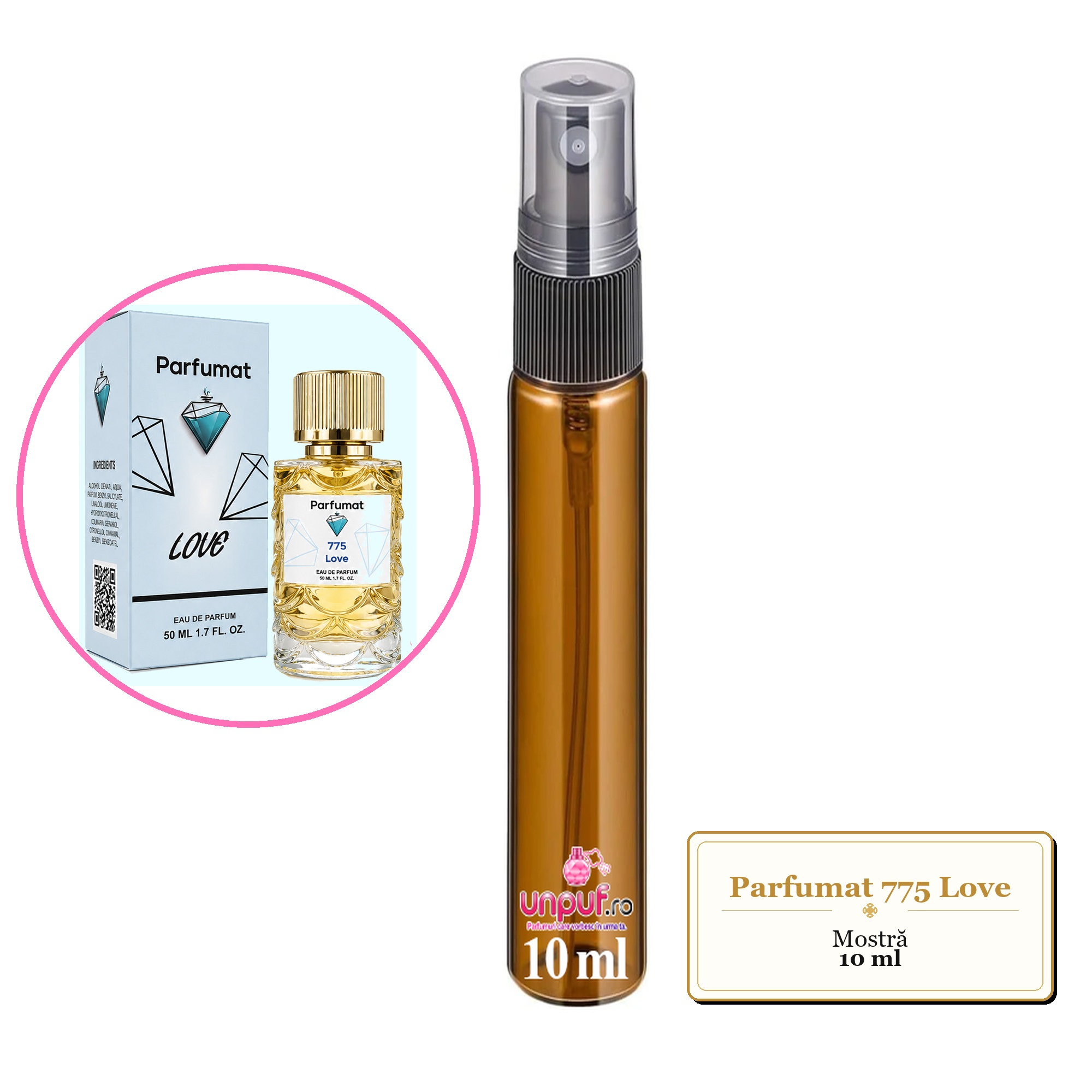 Mostra fiola din Parfumul Parfumat 775 Love, decant sticla cu pulverizator