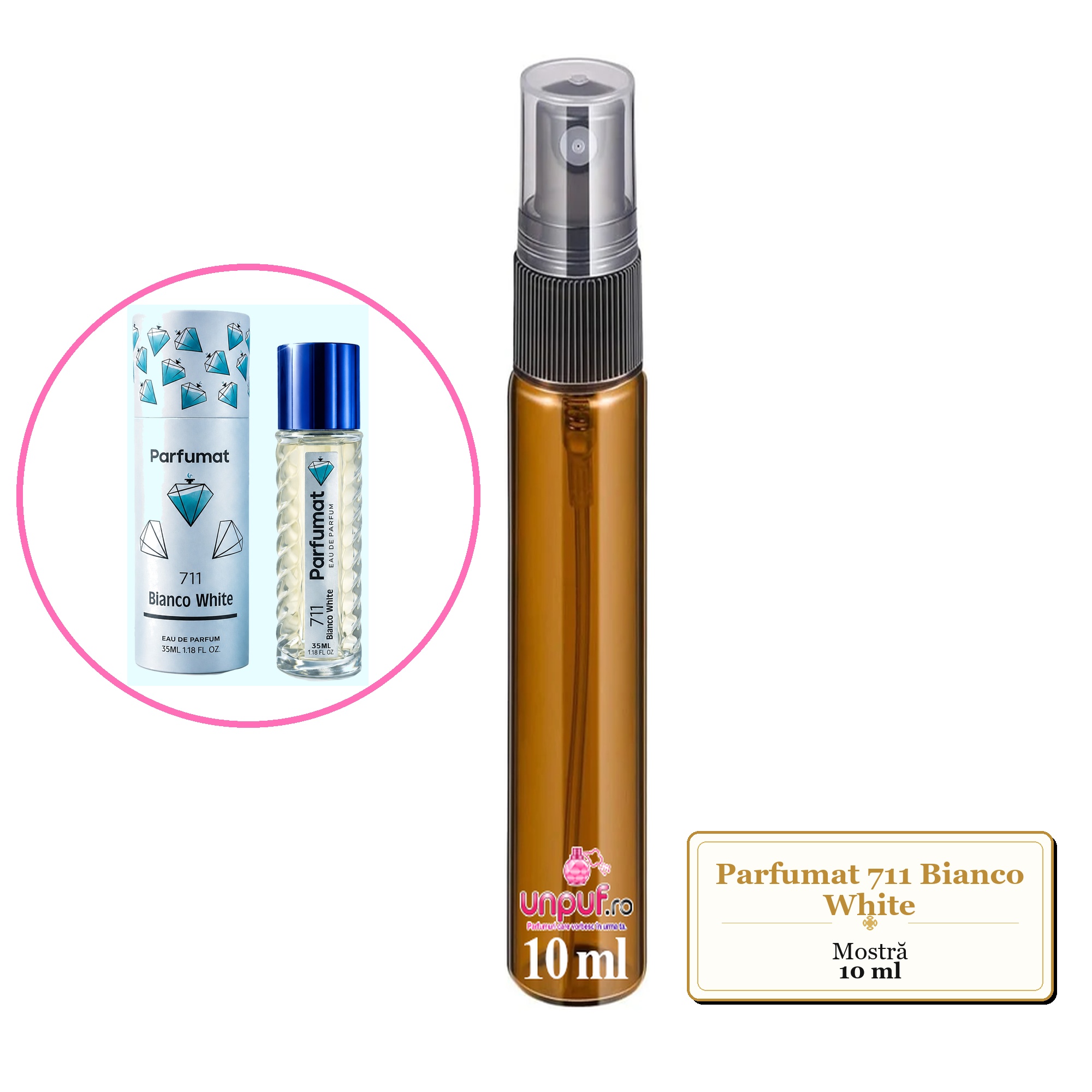 Mostra fiola din Parfumul Parfumat 711 Bianco White, decant sticla cu pulverizator