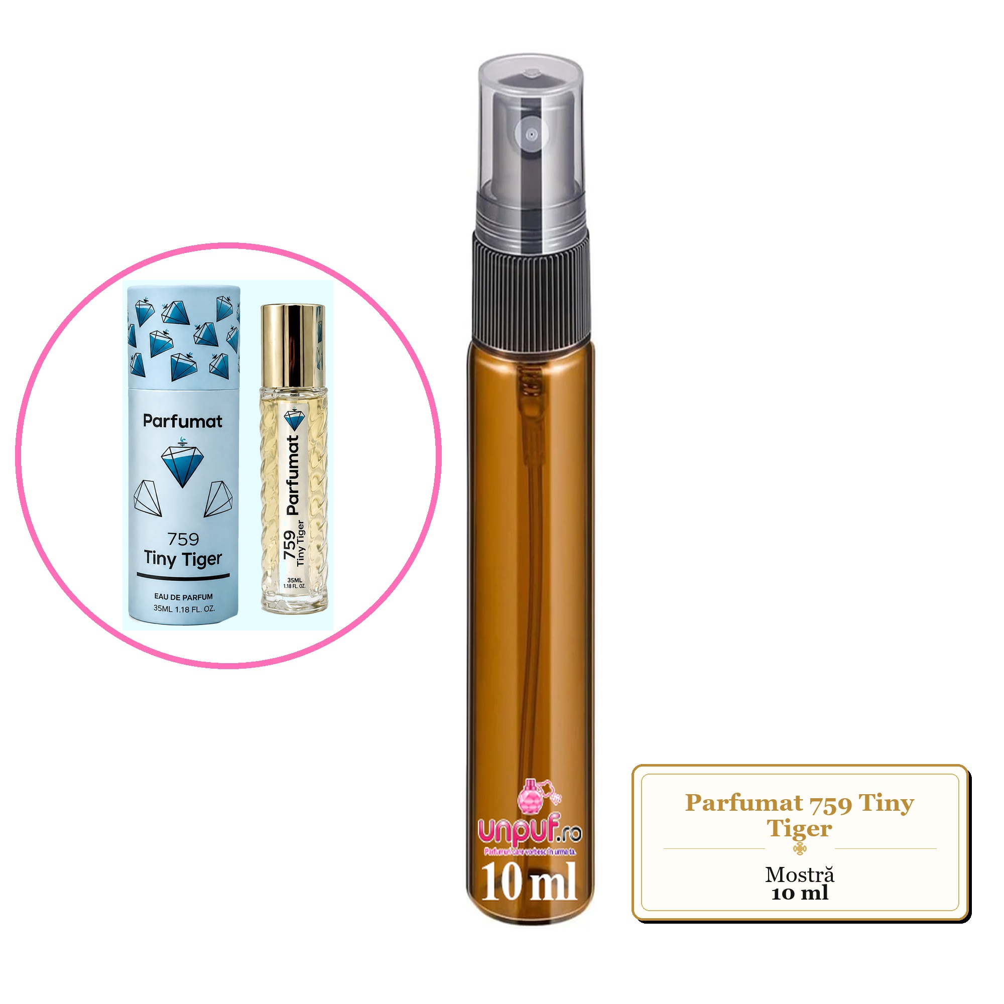 Mostra fiola din Parfumul Parfumat 759 Tiny Tiger, decant sticla cu pulverizator