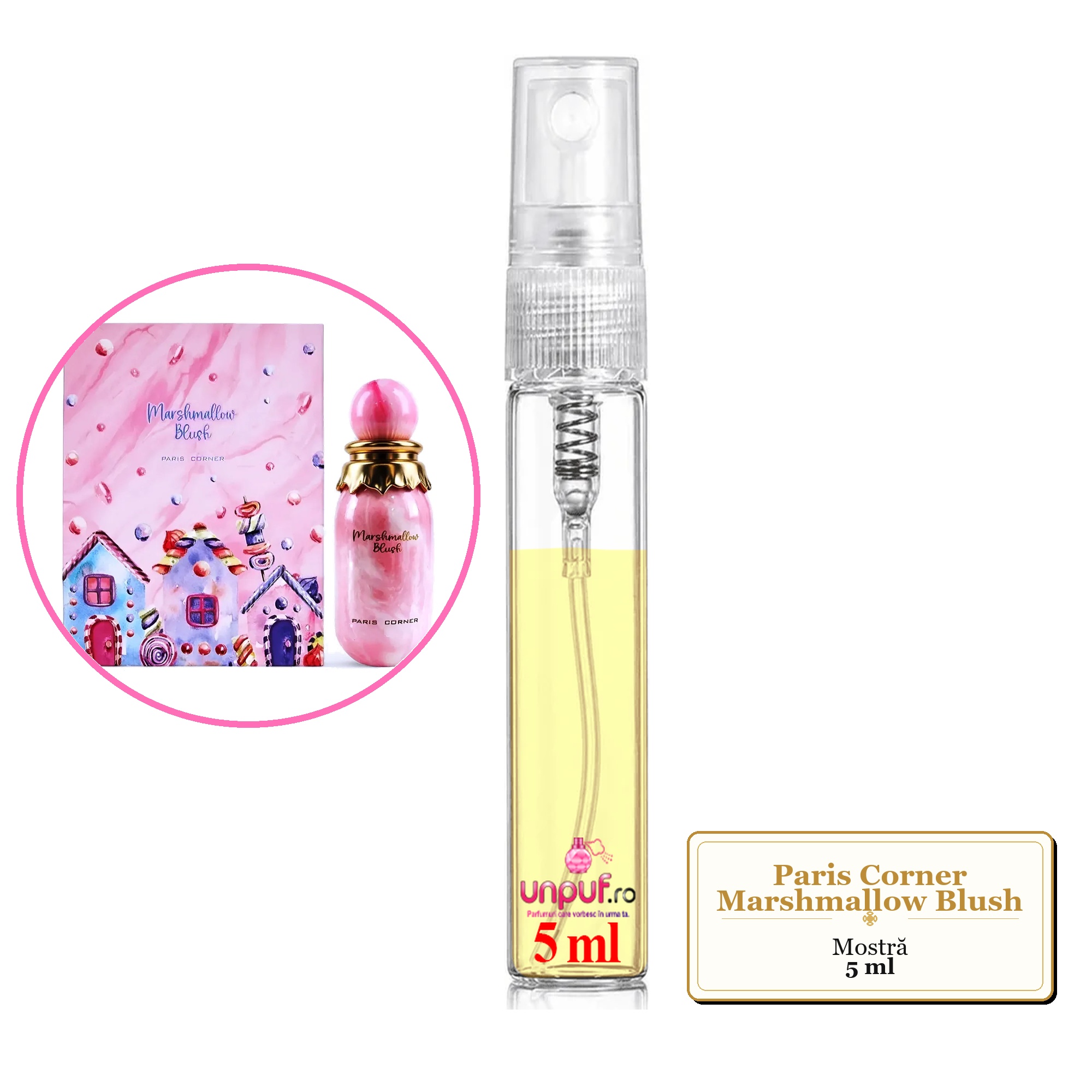 Mostra fiola din Parfumul Paris Corner Marshmallow Blush, decant sticla cu pulverizator