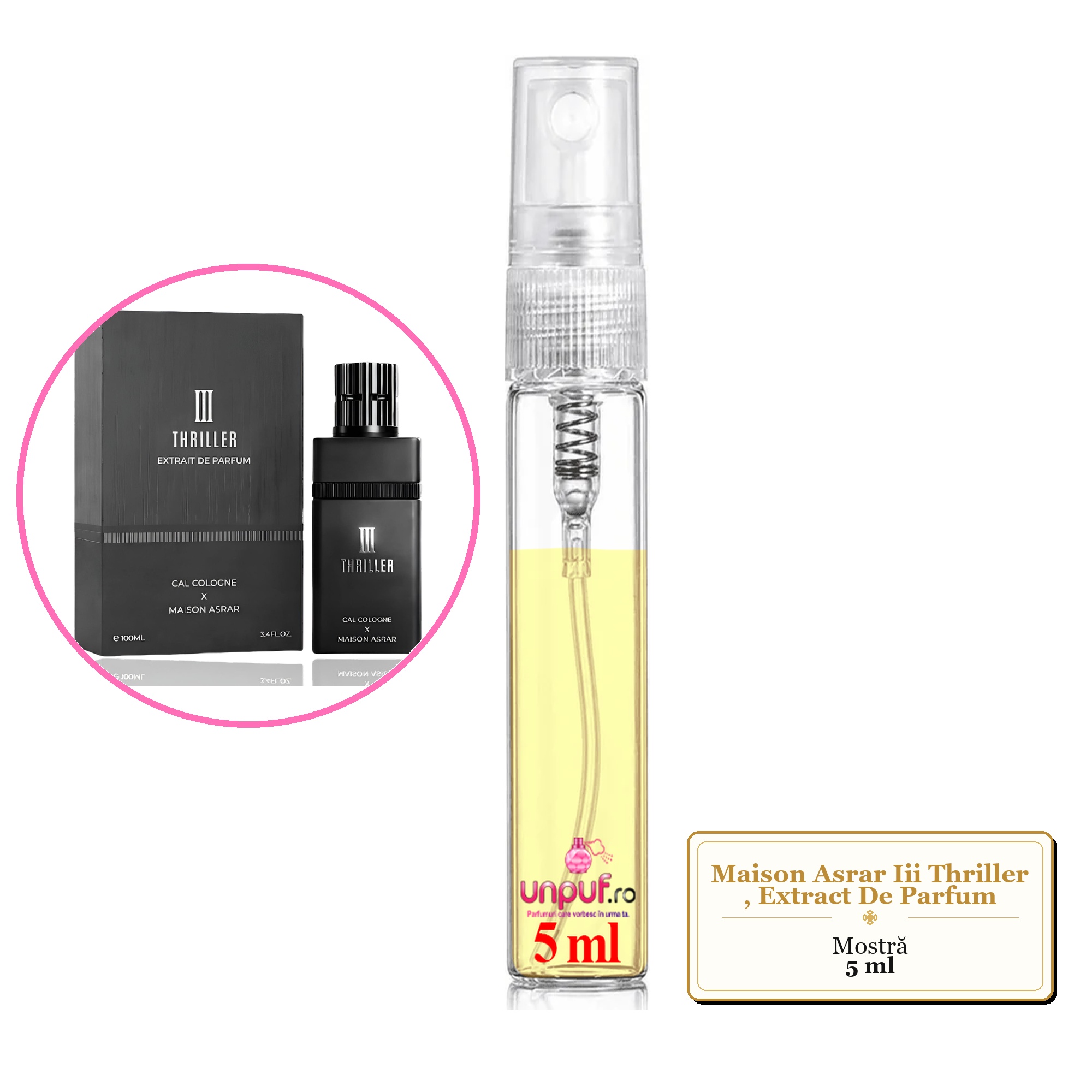 Mostra fiola din Parfumul Maison Asrar Iii Thriller, Extract De Parfum, decant sticla cu pulverizator