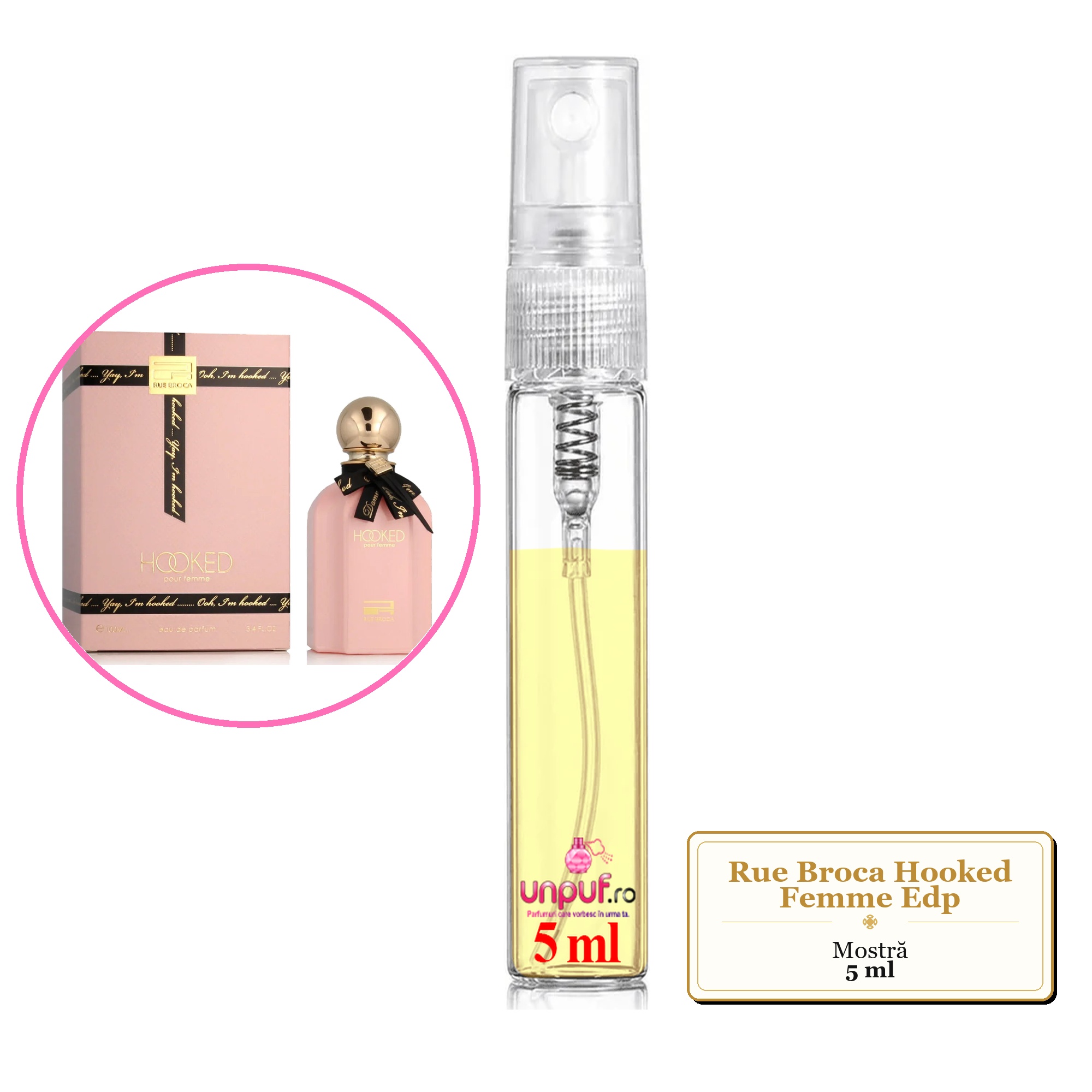 Mostra fiola din Parfumul Rue Broca Hooked Femme Edp, decant sticla cu pulverizator