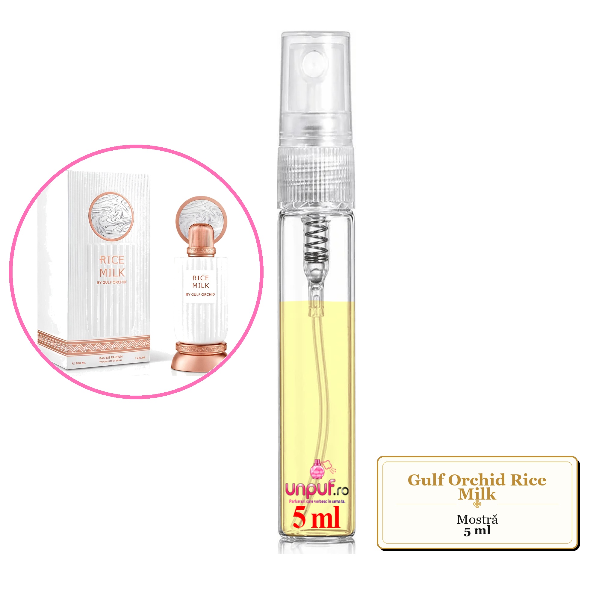 Mostra fiola din Parfumul Gulf Orchid Rice Milk, decant sticla cu pulverizator