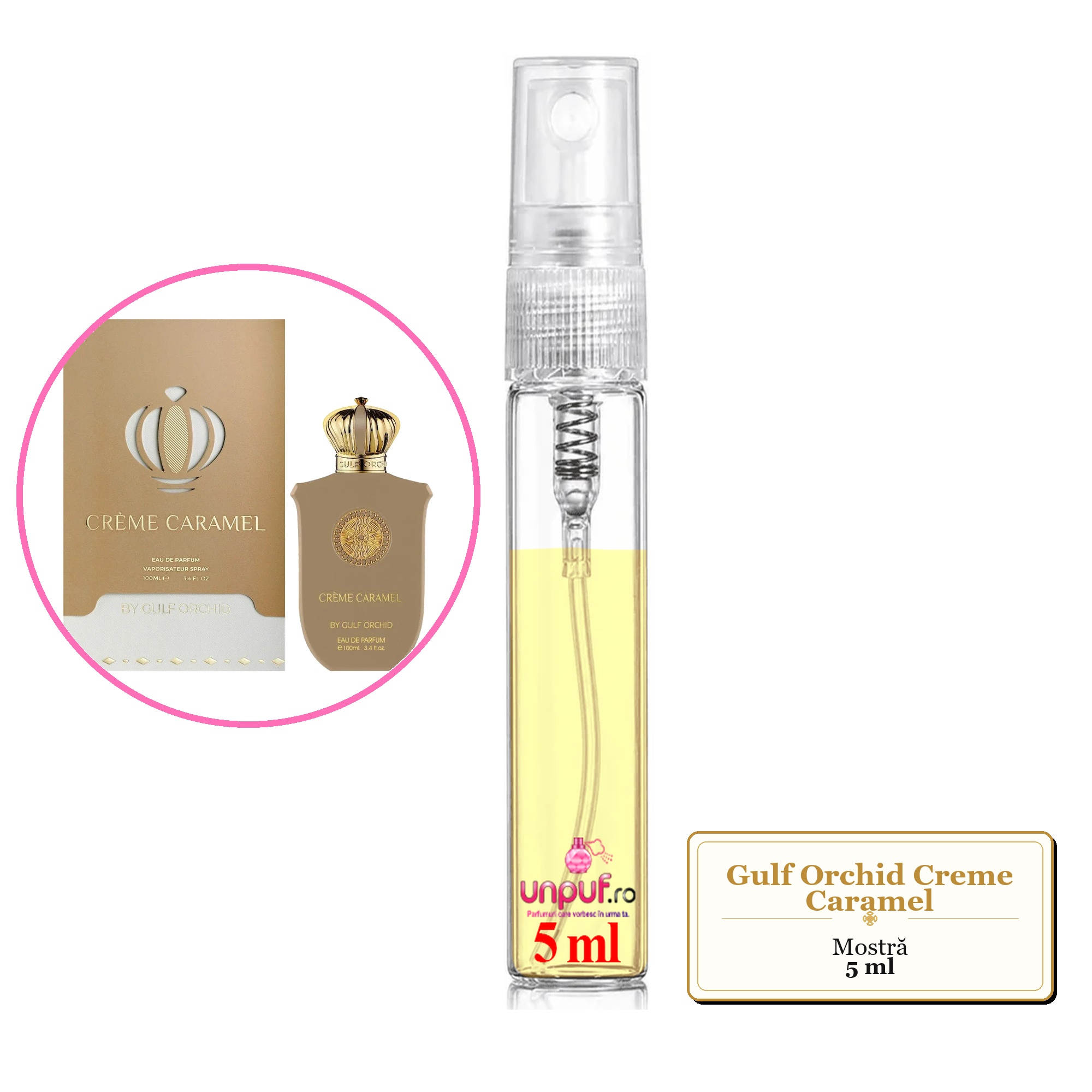 Mostra fiola din Parfumul Gulf Orchid Creme Caramel, decant sticla cu pulverizator 