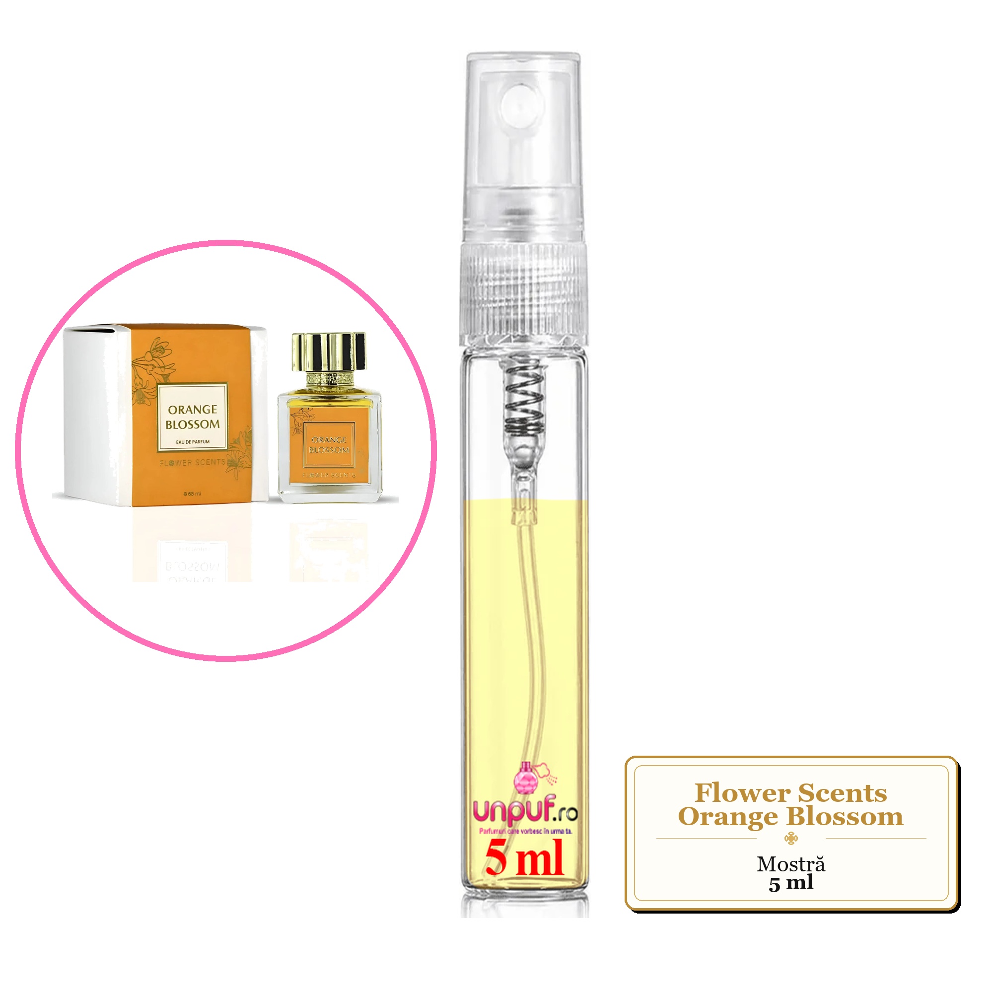Mostra fiola din Parfumul Flower Scents Orange Blossom, decant sticla cu pulverizator