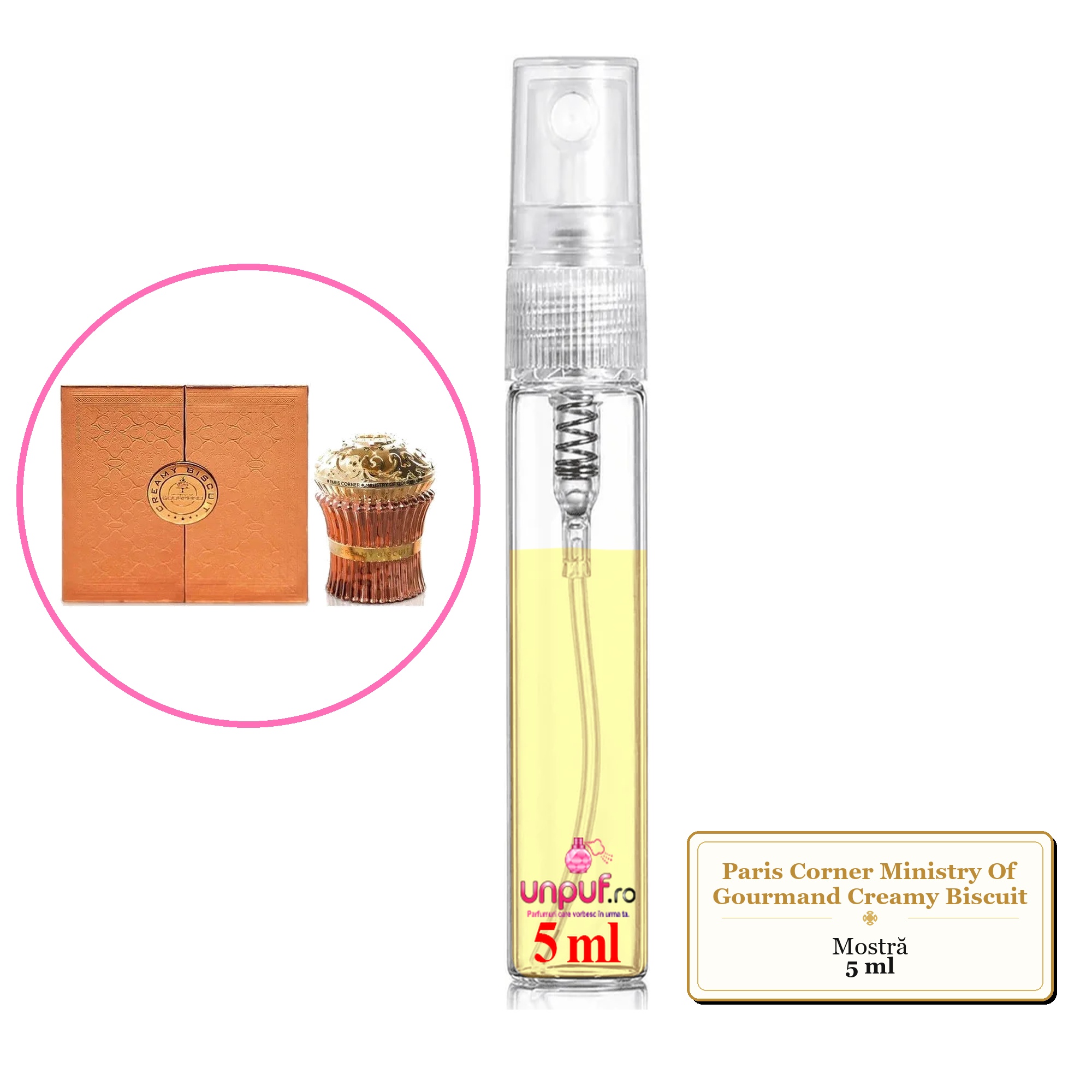 Mostra fiola din Parfumul Paris Corner Ministry Of Gourmand Creamy Biscuit, decant sticla cu pulverizator