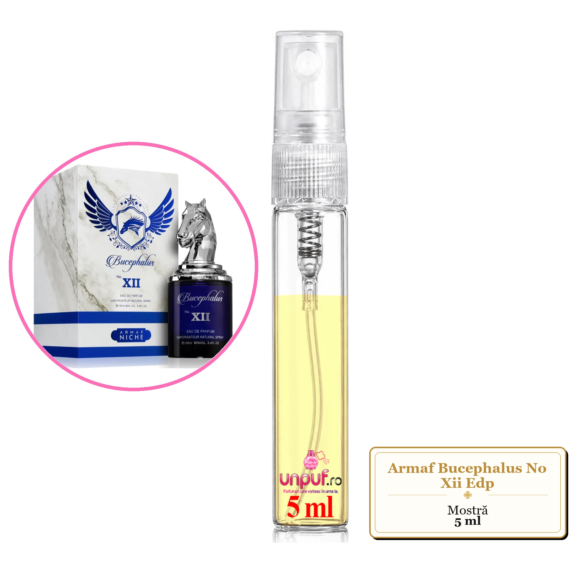 Mostra fiola din Parfumul Armaf Bucephalus No Xii Edp, decant sticla cu pulverizator