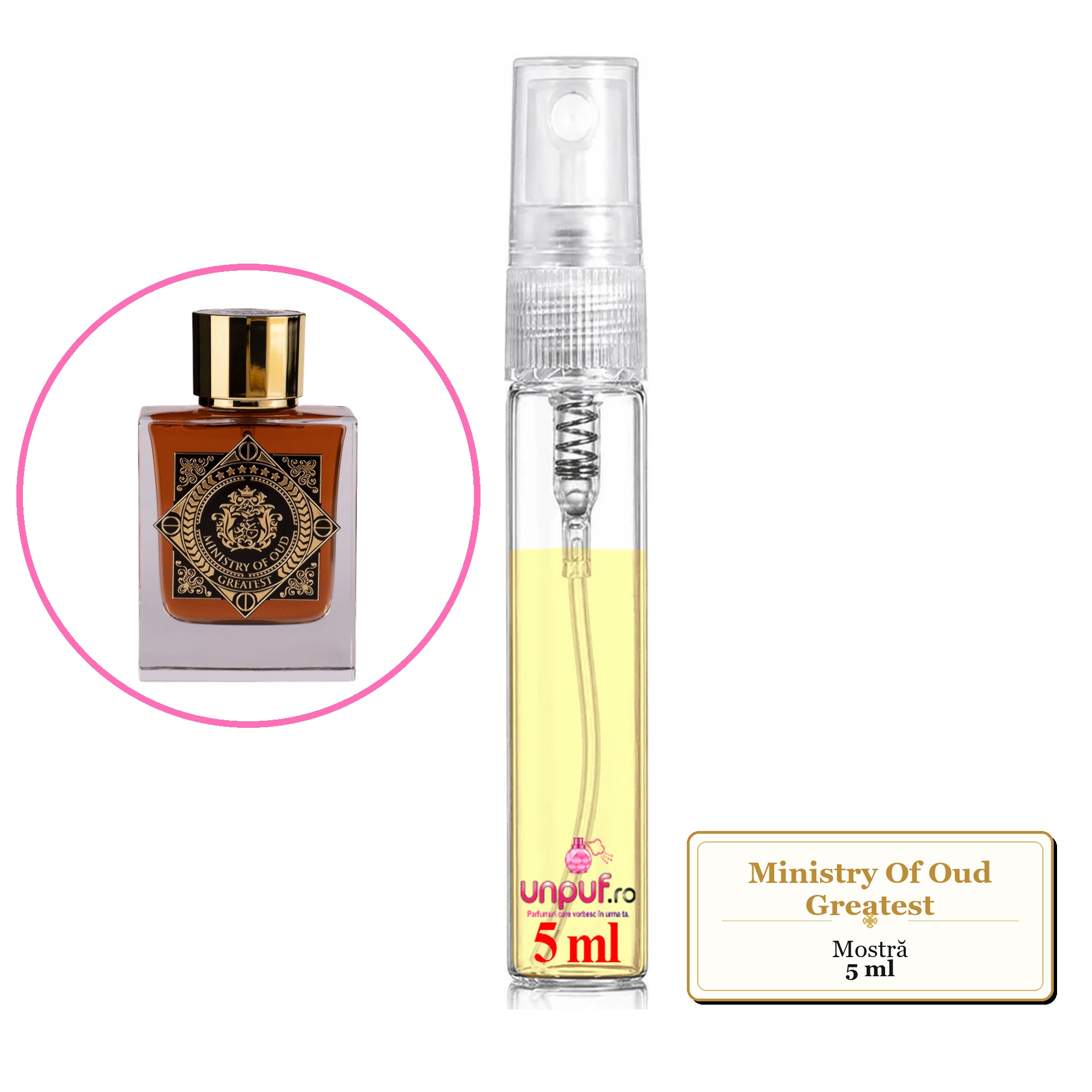 Mostra fiola din Parfumul Ministry Of Oud Greatest, decant sticla cu pulverizator