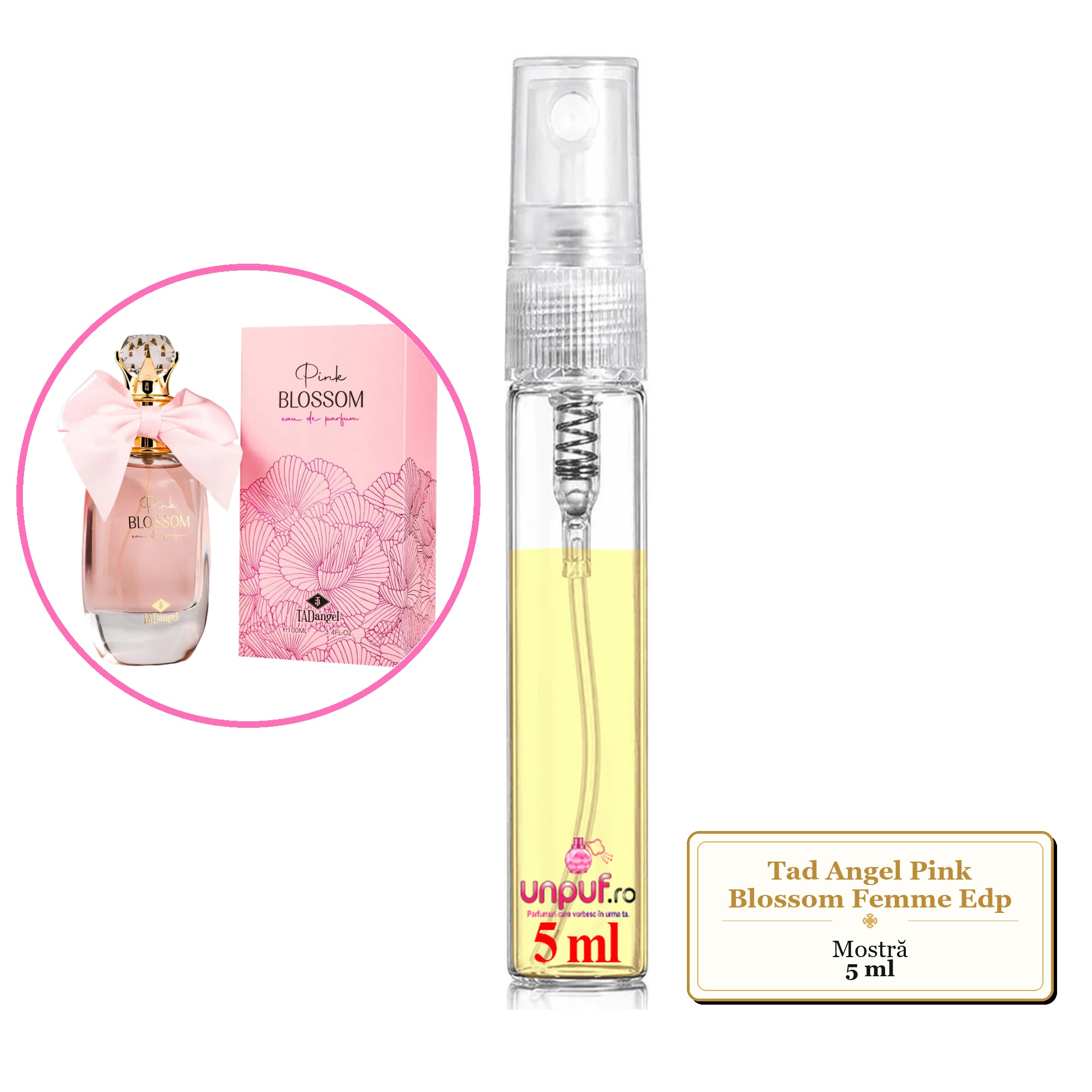 Mostra fiola din Parfumul Tad Angel Pink Blossom Femme Edp, decant sticla cu pulverizator